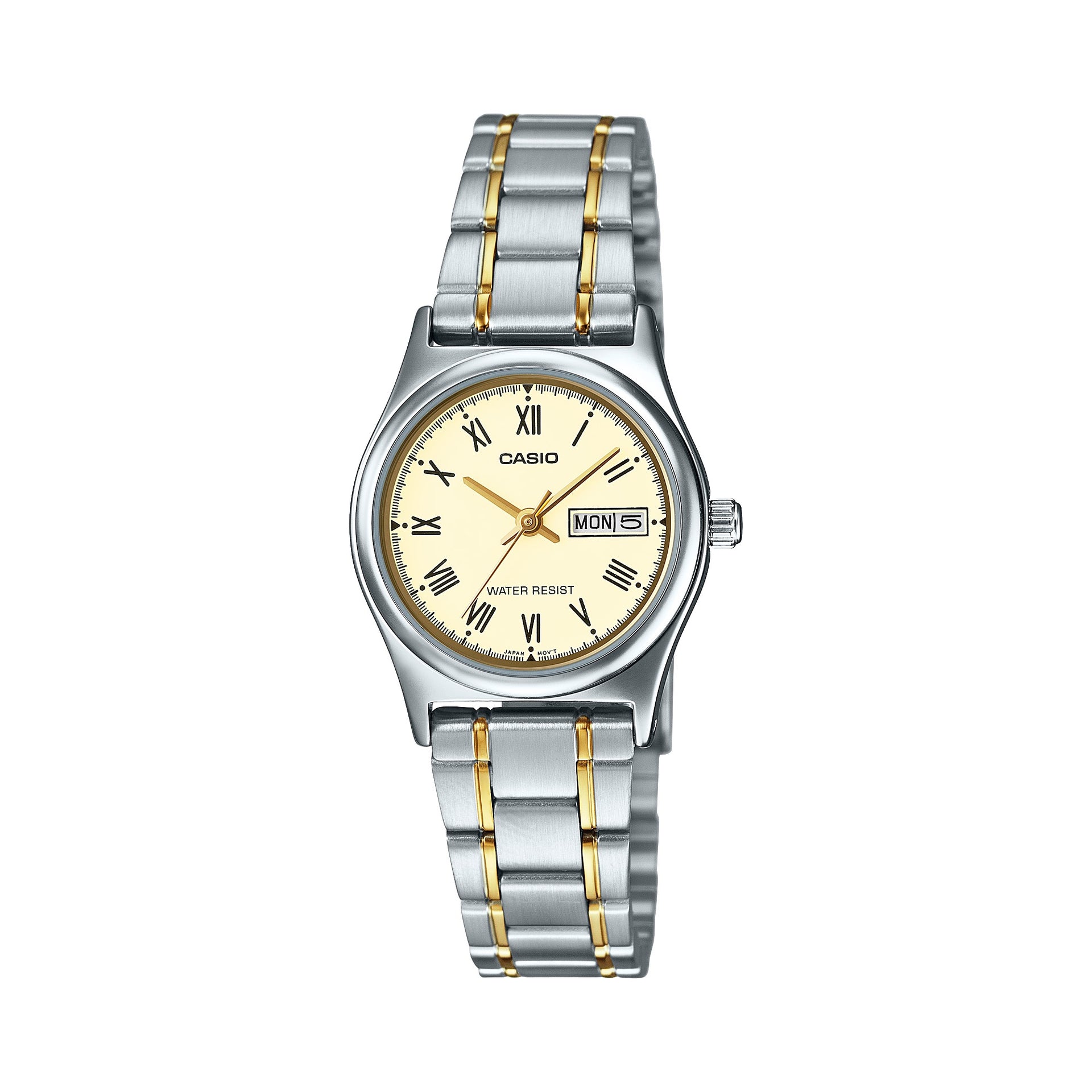 Casio WomenÕs Cream Dial Two-Tone Stainless Steel Bracelet Watch - LTP-V006SG-9BUDF