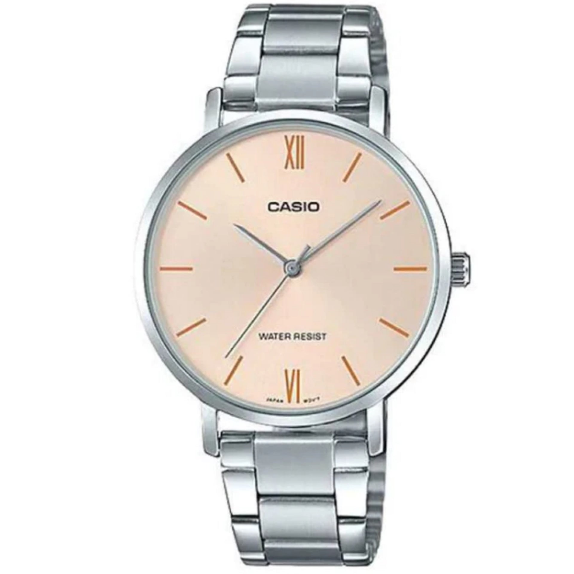 Casio Women’s Silver Bracelet Analog Watch with Blush Dial - LTP-VT01D-2BUDF