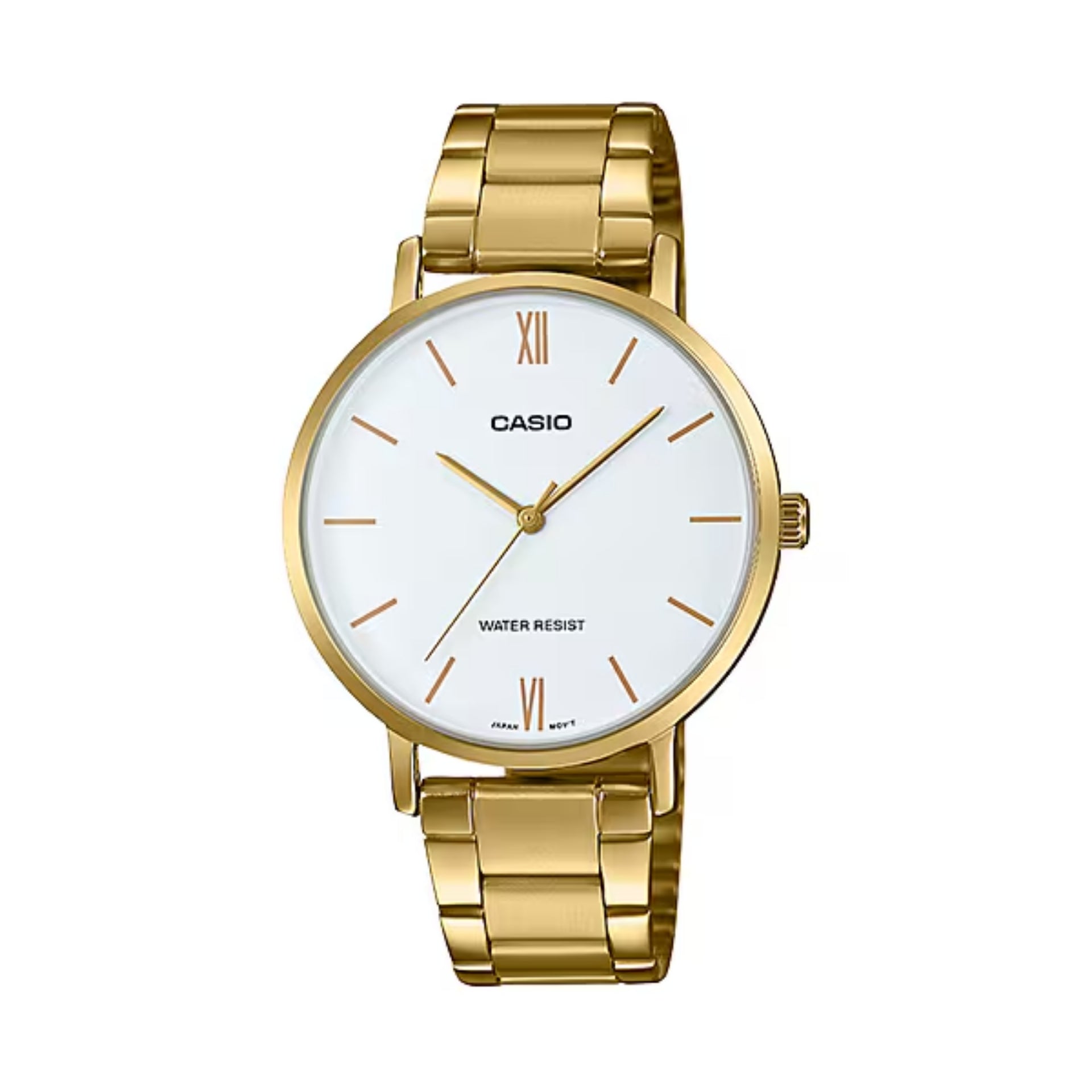 Casio Women's White Dial Analog Watch Gold Tone Bracelet - LTP-VT01G-7BUDF