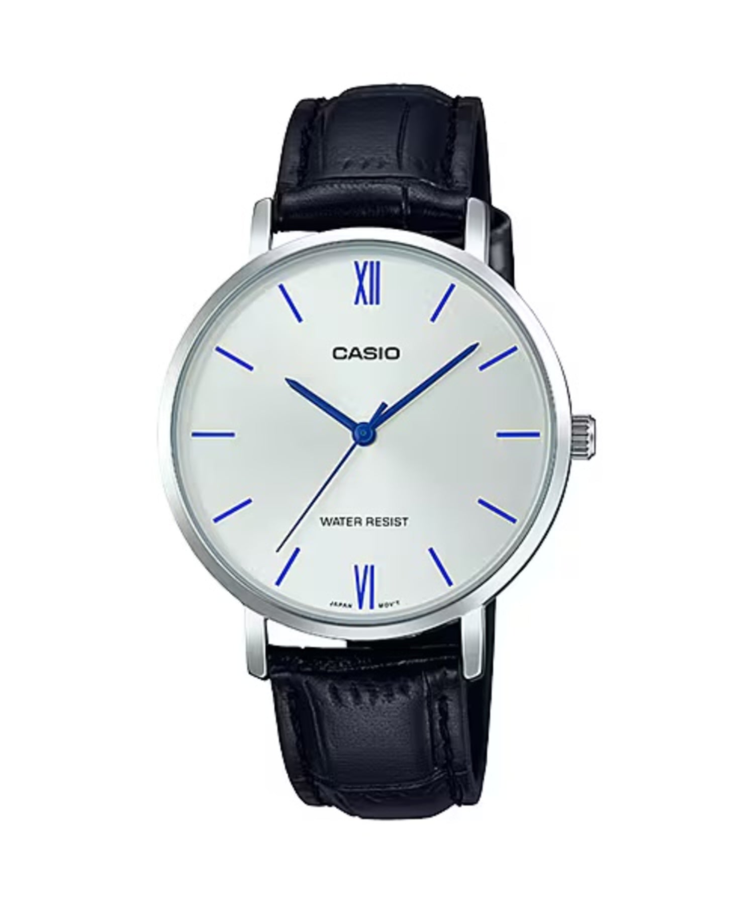 Casio WomenÕs White Dial Black Leather Strap Watch - LTP-VT01L-7B1UDF