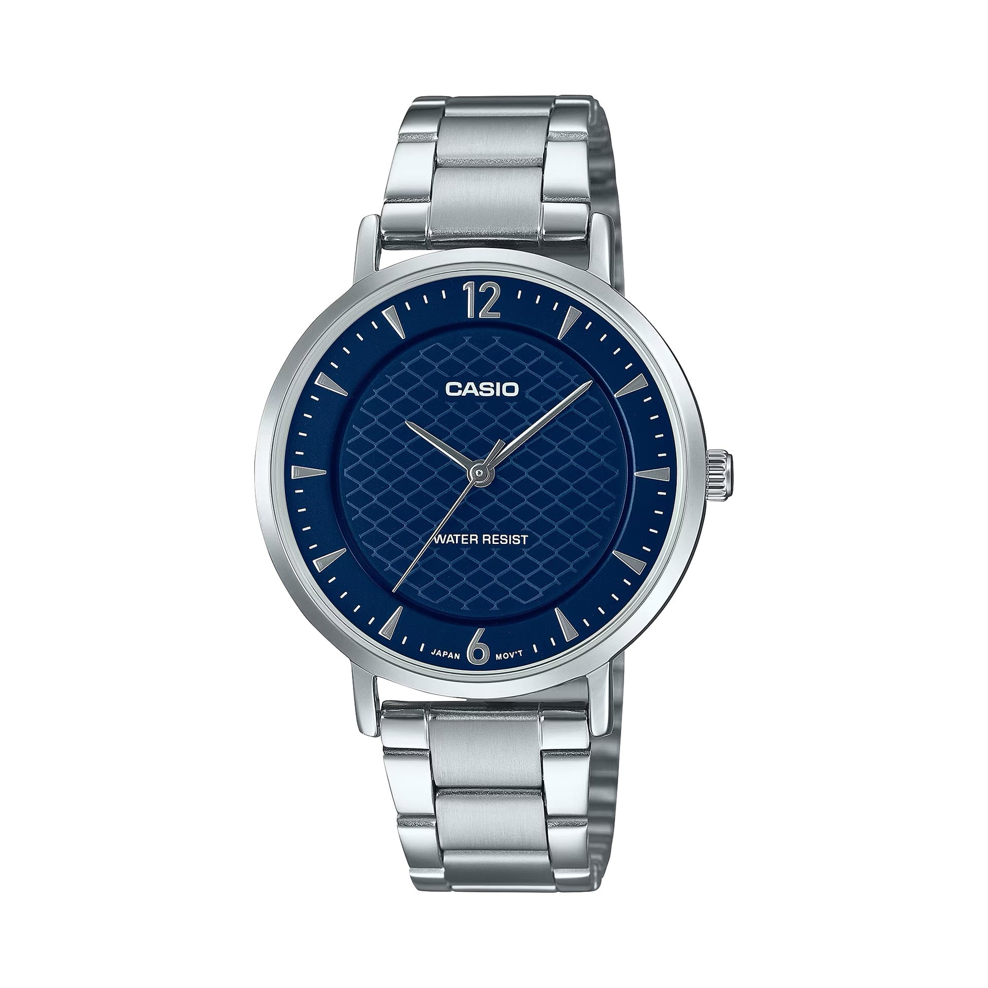 Casio WomenÕs Silver Watch with Blue Textured Dial - LTP-VT04D-2ADF