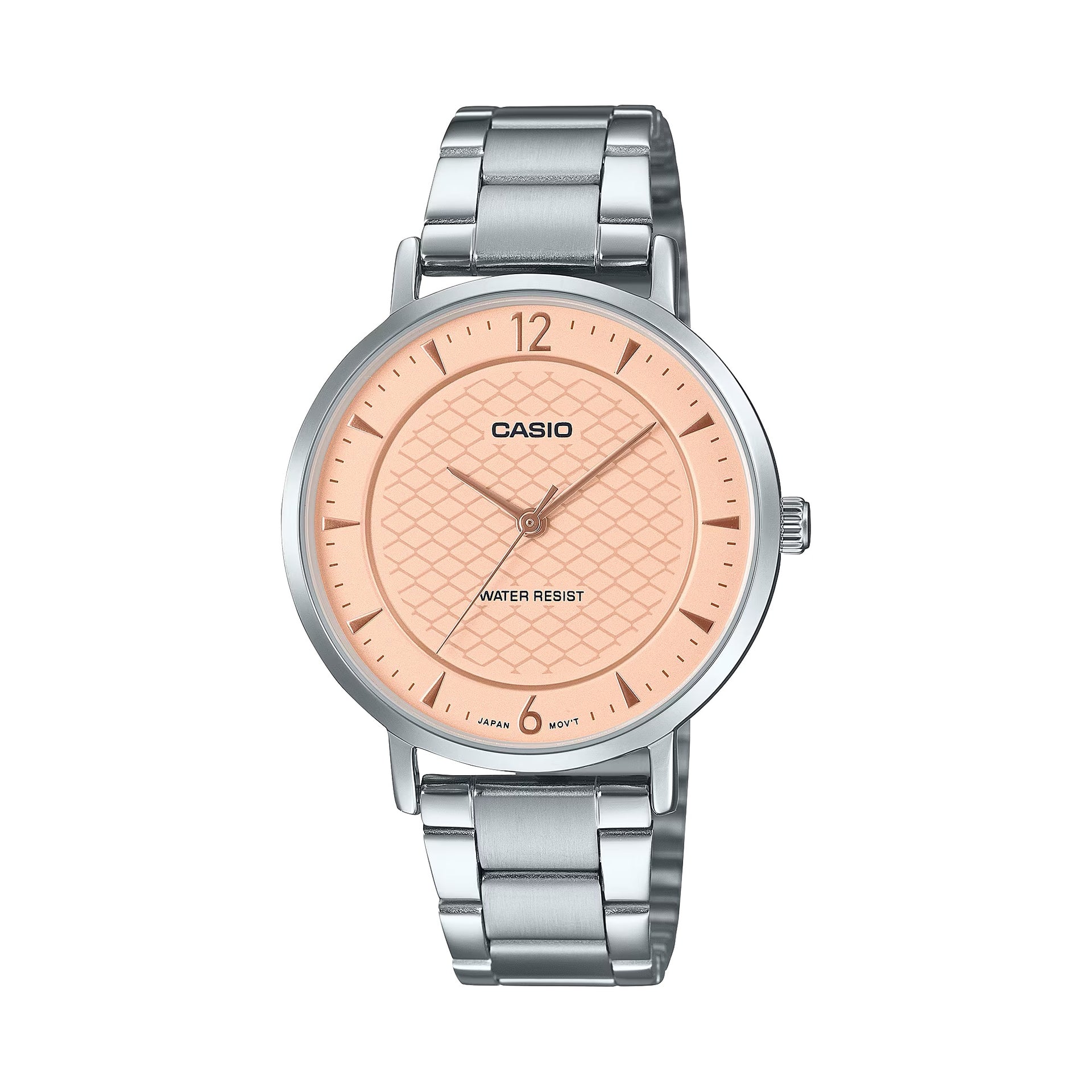 Casio WomenÕs Silver Watch with Pink Textured Dial - LTP-VT04D-4ADF