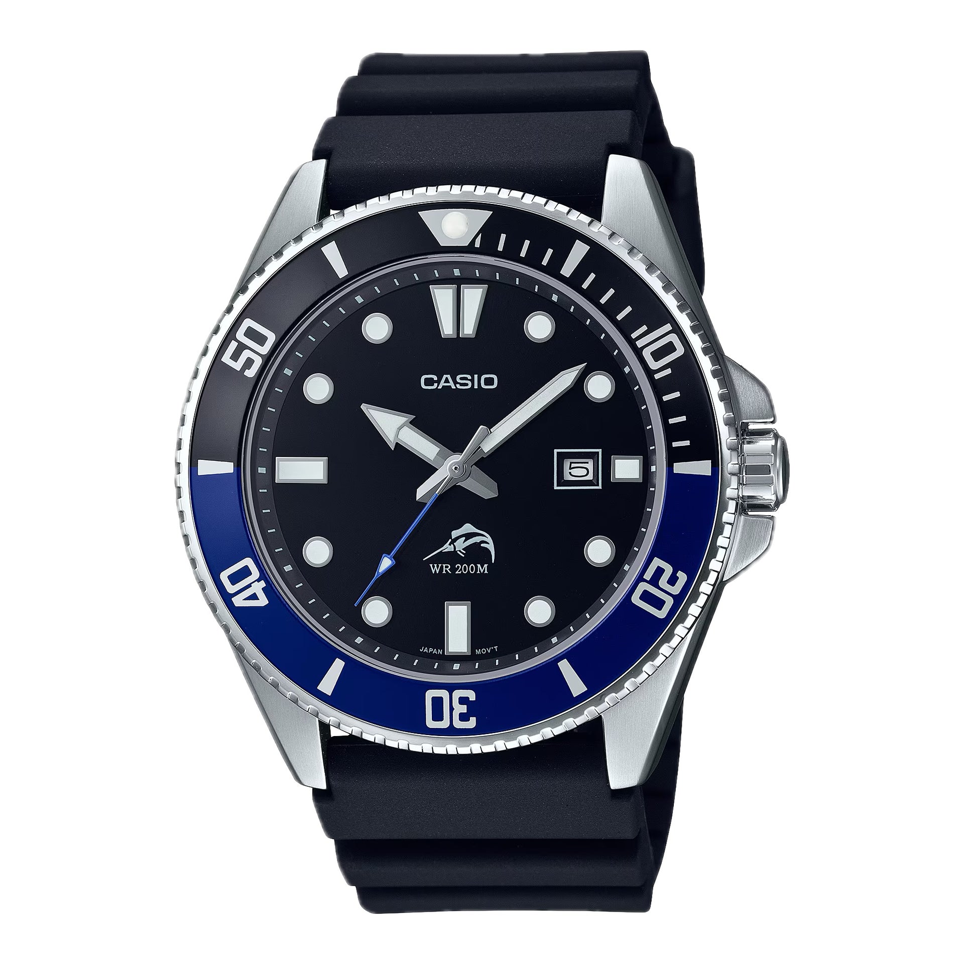 Casio MenÕs Black and Blue Bezel Dive Watch - MDV-106B-1A1VCF