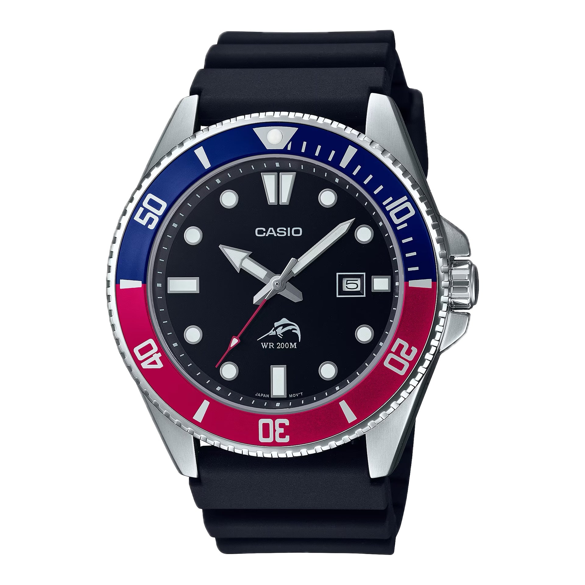 Casio MenÕs Black and ÔPepsiÕ Bezel Dive Watch - MDV-106B-1A2VCF