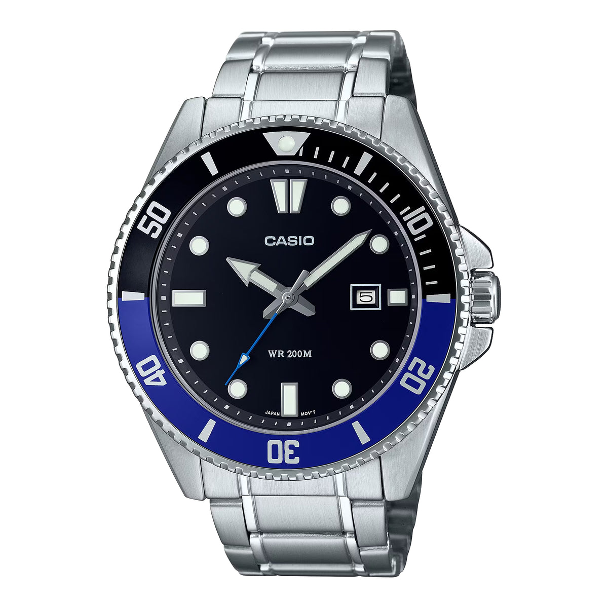 Casio Men's Black Blue Stainless Steel Marine Sports Watch - MDV-107D-1A2VDF