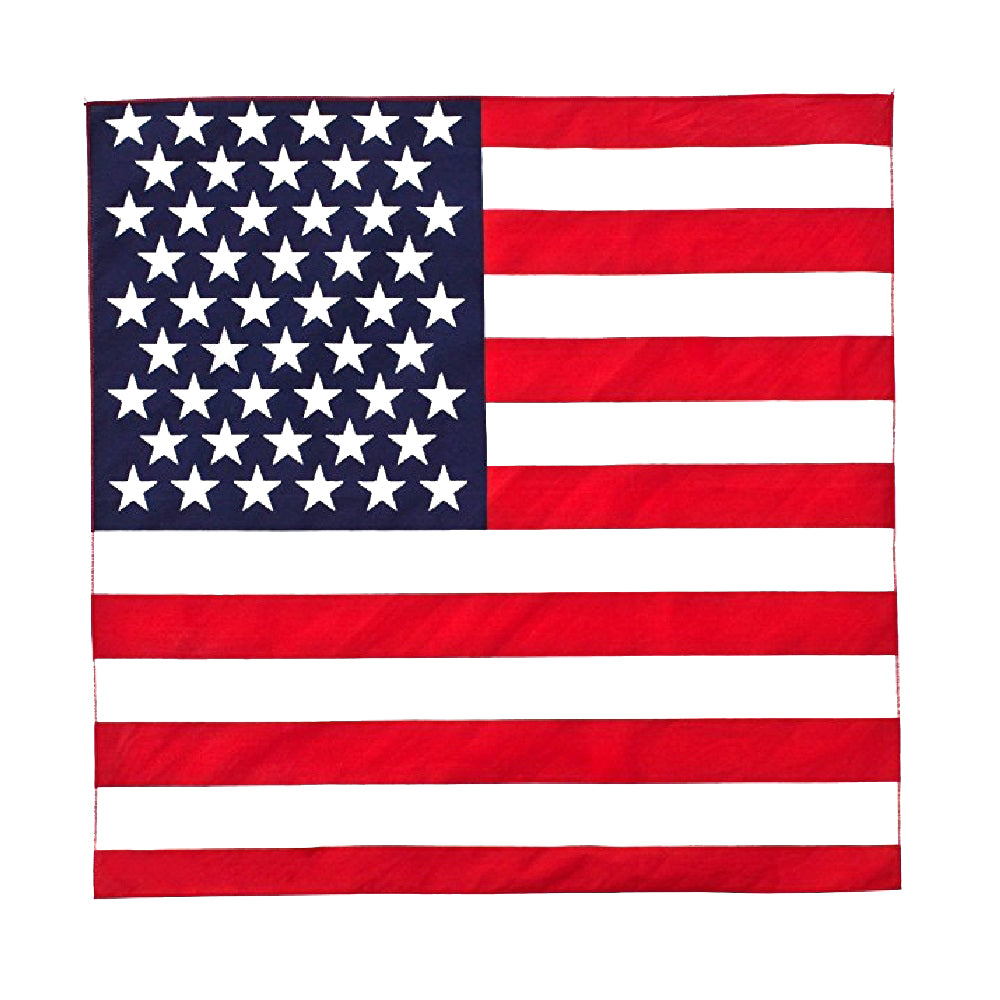 6 Pack Bandanas Cotton Solid Regular 22 inches Regular Size (USA Flag)