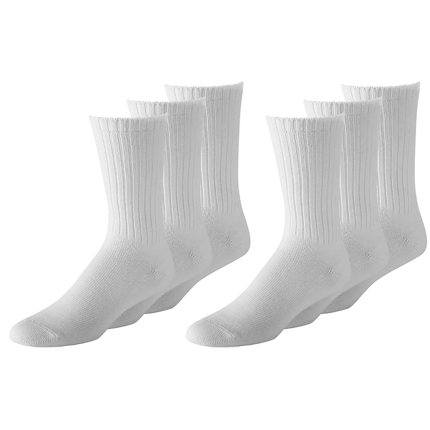 6 Pair Soft Cotton Crew Socks Soft Stretchy and Durable (White, Medium)