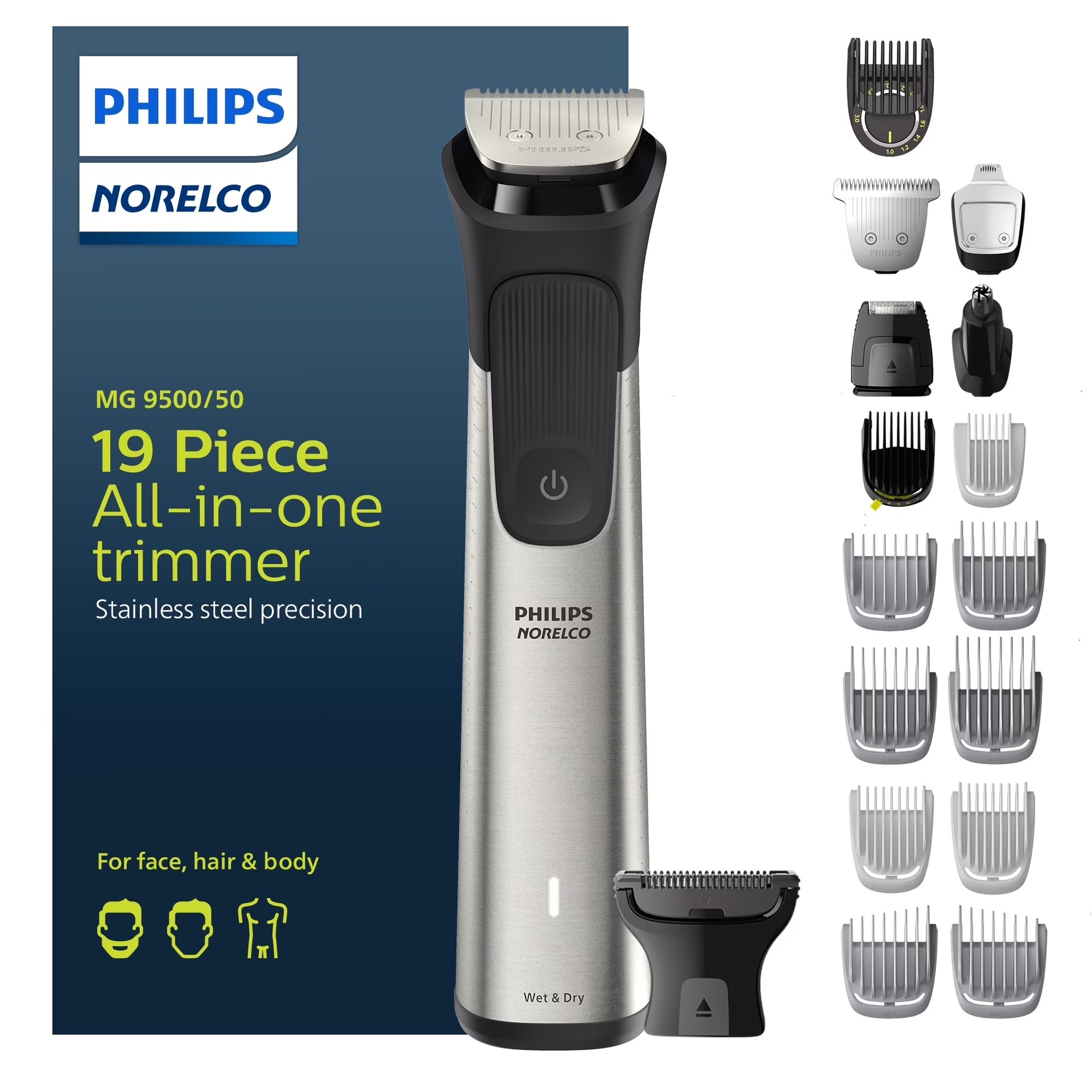 Philips Norelco Multigroom 9000 23-Piece All-in-One Grooming Trimmer - MG9500-50