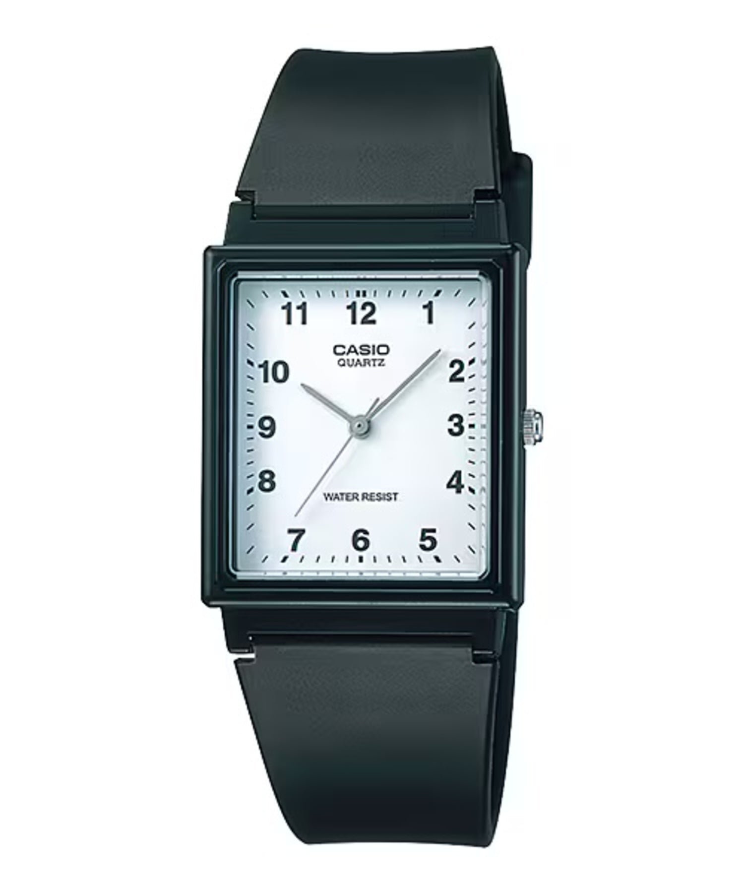 Casio MenÕs Black Rectangular Analog Watch with White Dial - MQ-27-7B