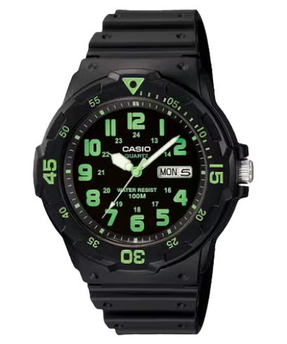 Casio MenÕs Black and Green Analog Sport Watch - MRW-200H-3BV