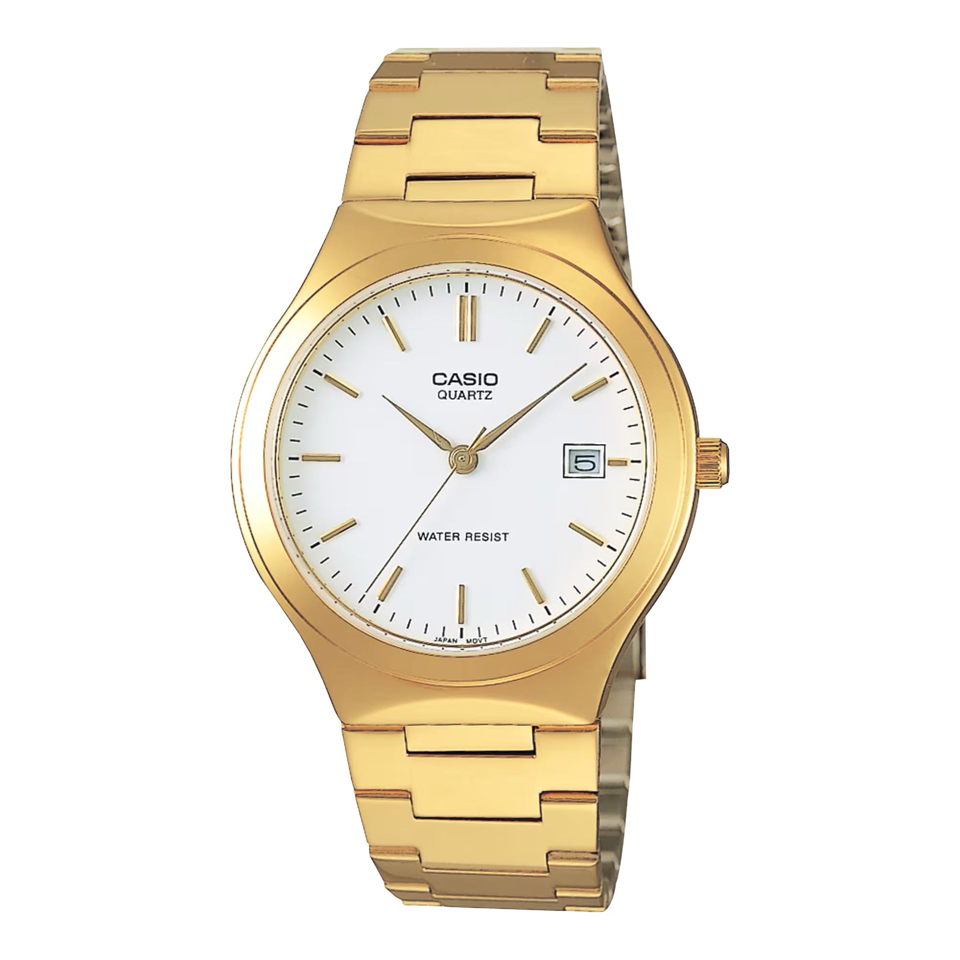 Casio MenÕs Gold-Tone Analog Quartz Watch with White Dial - MTP-1170N-7A