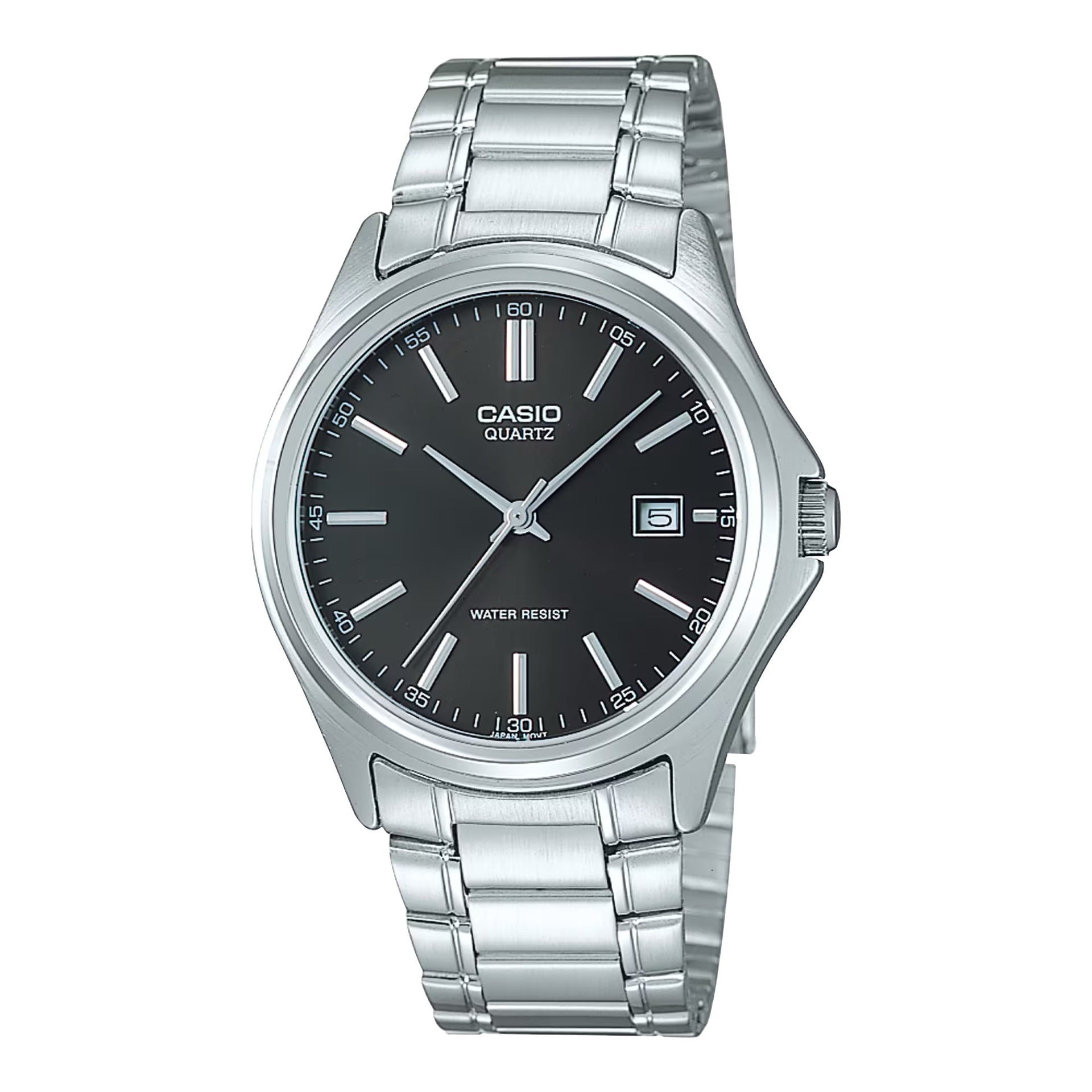 Casio MenÕs Silver Stainless Steel Watch with Black Dial - MTP-1183A-1A