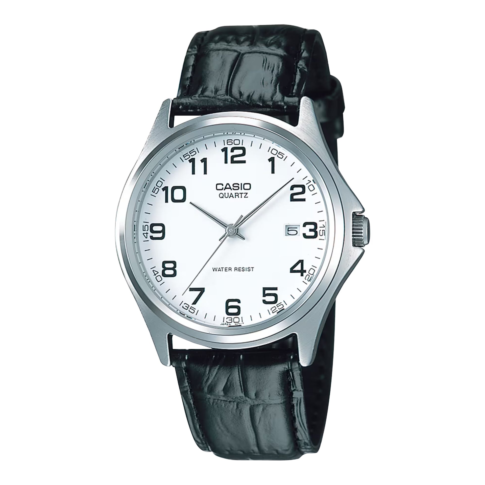 Casio Men’s Silver Analog Watch with Black Leather Strap - MTP-1183E-7B