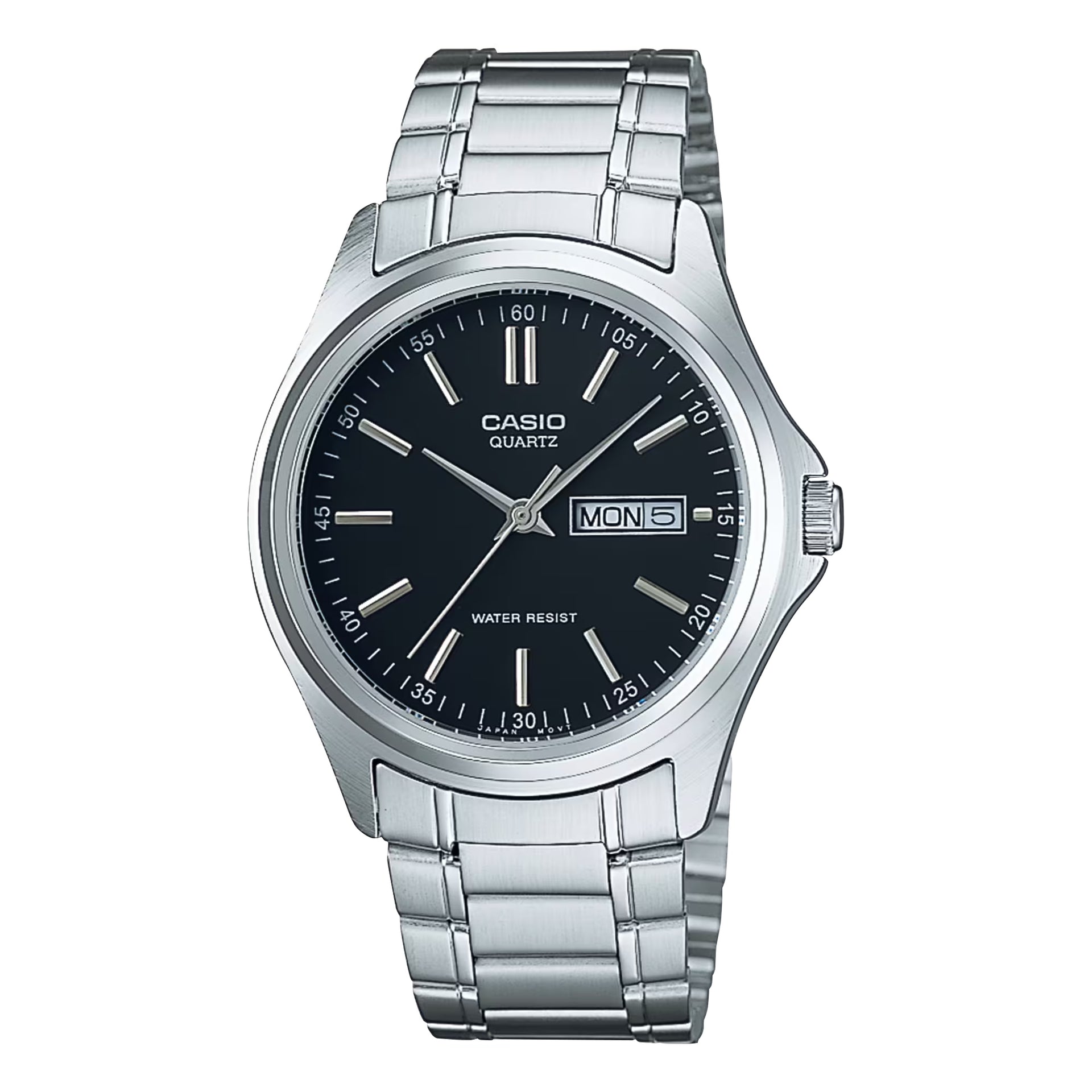 Casio MenÕs Black Dial Analog Watch with Stainless Steel Bracelet - MTP-1239D-1A