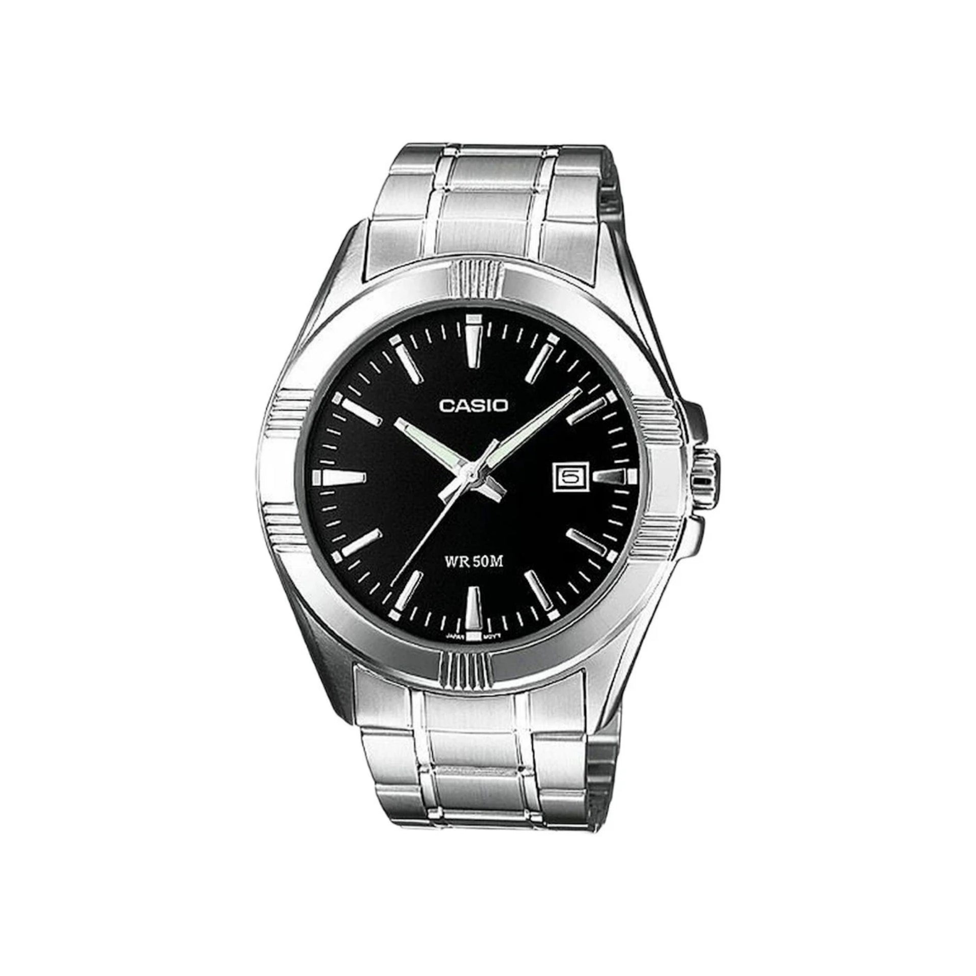 Casio MenÕs Black Dial Analog Watch with Stainless Steel Bracelet - MTP-1308D-1AV