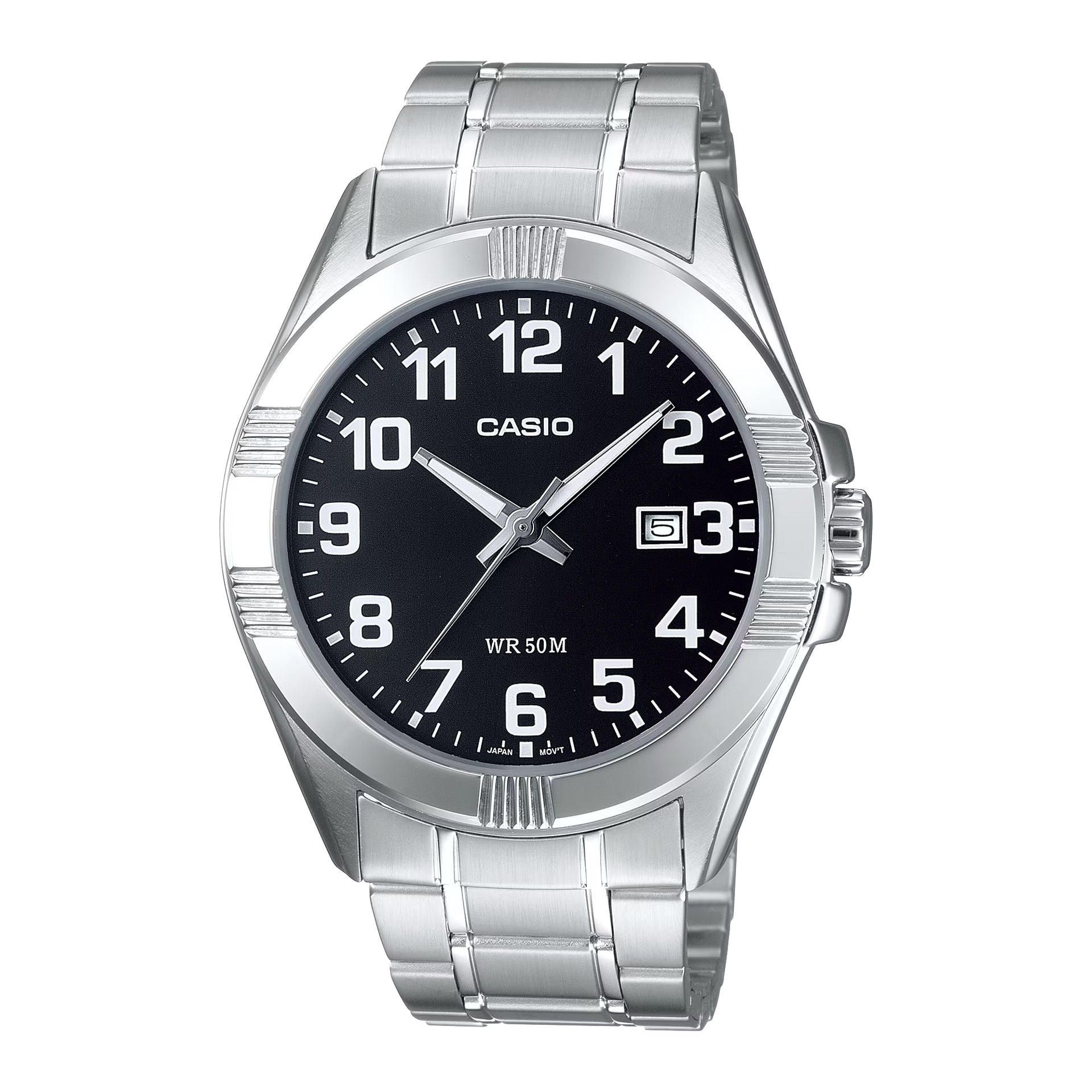Casio MenÕs Black Dial Analog Watch with Stainless Steel Bracelet - MTP-1308D-1BV