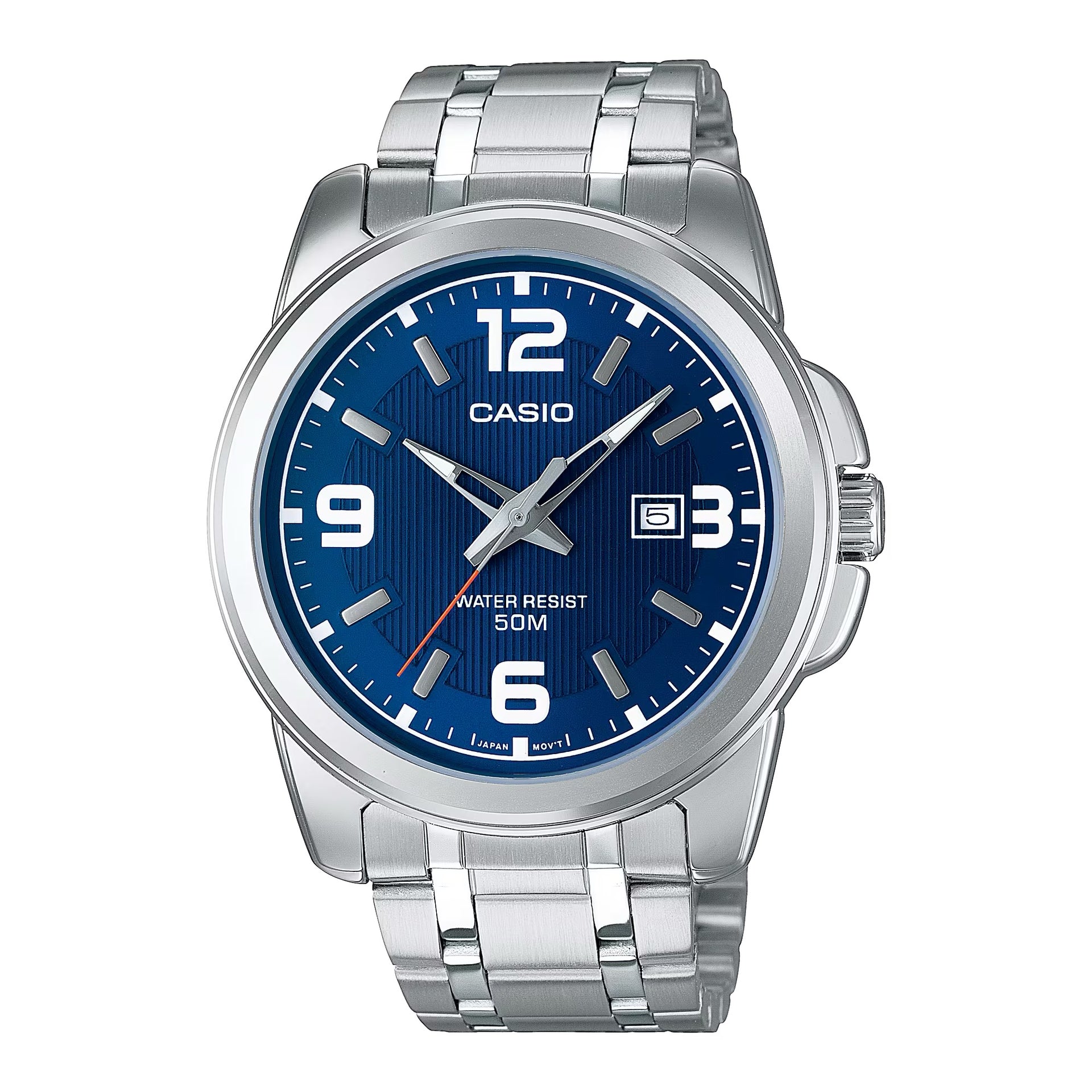 Casio MenÕs Blue Dial Stainless Steel Bracelet Watch - MTP-1314D-2AV