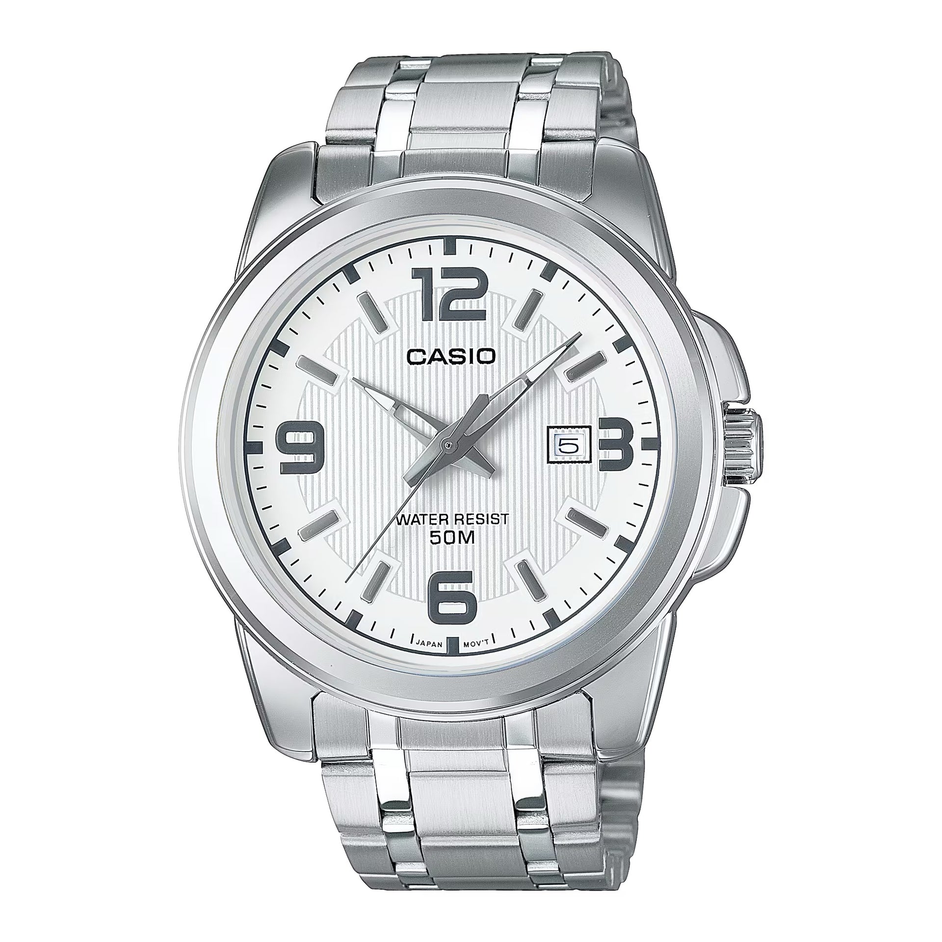Casio MenÕs White Dial Stainless Steel Bracelet Watch - MTP-1314D-7AV