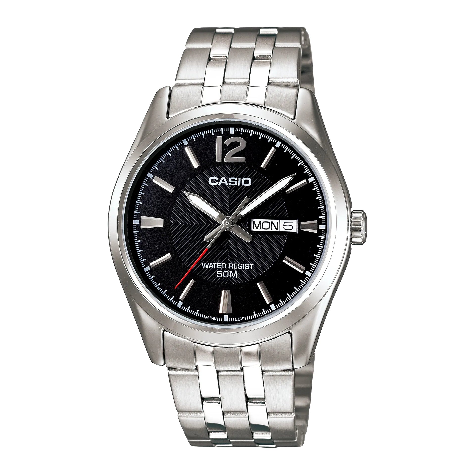 Casio Men’s Black Dial Day Date Stainless Steel Watch - MTP-1335D-1AV