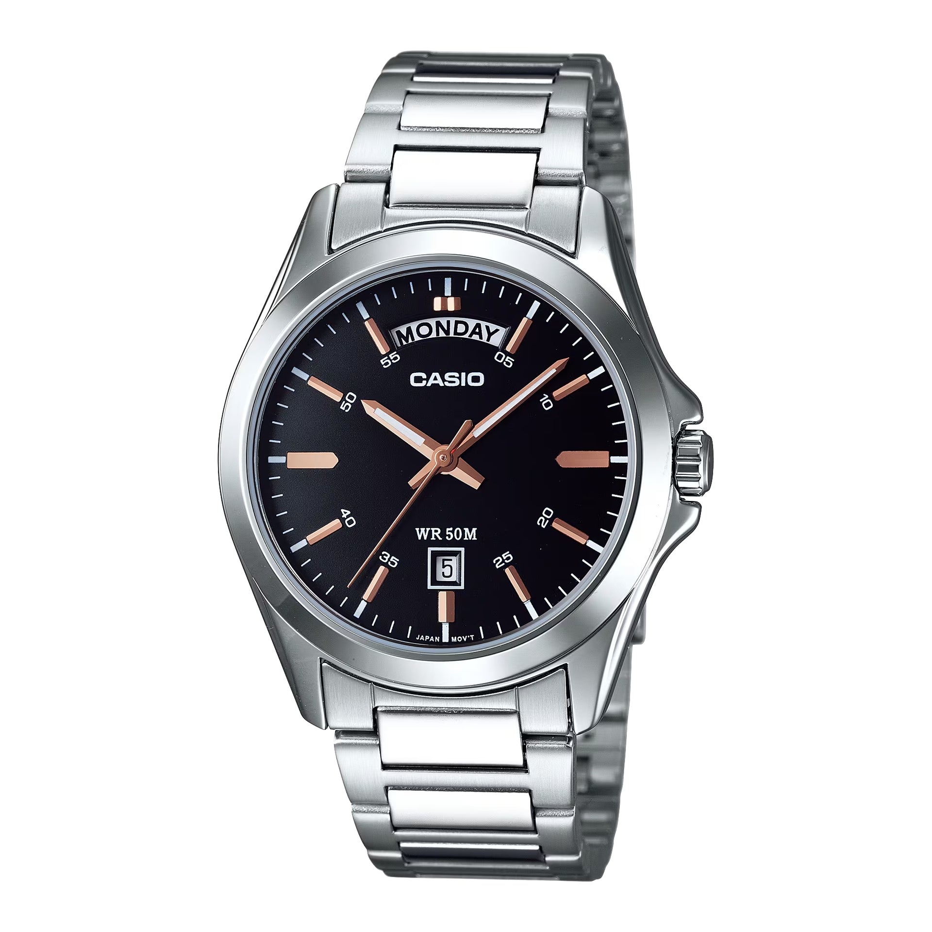 Casio Men’s Black Dial Stainless Steel Analog Day Date Watch - MTP-1370D-1A2VDF