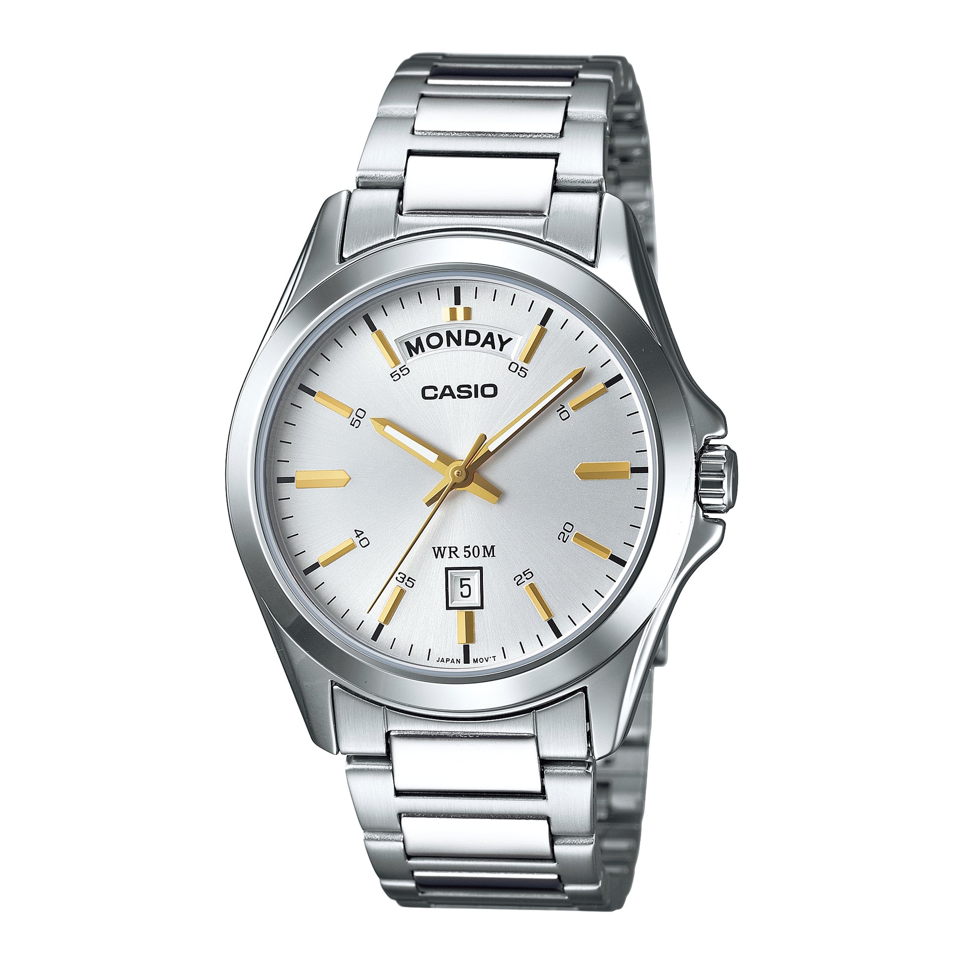 Casio Men’s Silver Dial Analog Watch with Stainless Steel Bracelet - MTP-1370D-7A2VDF