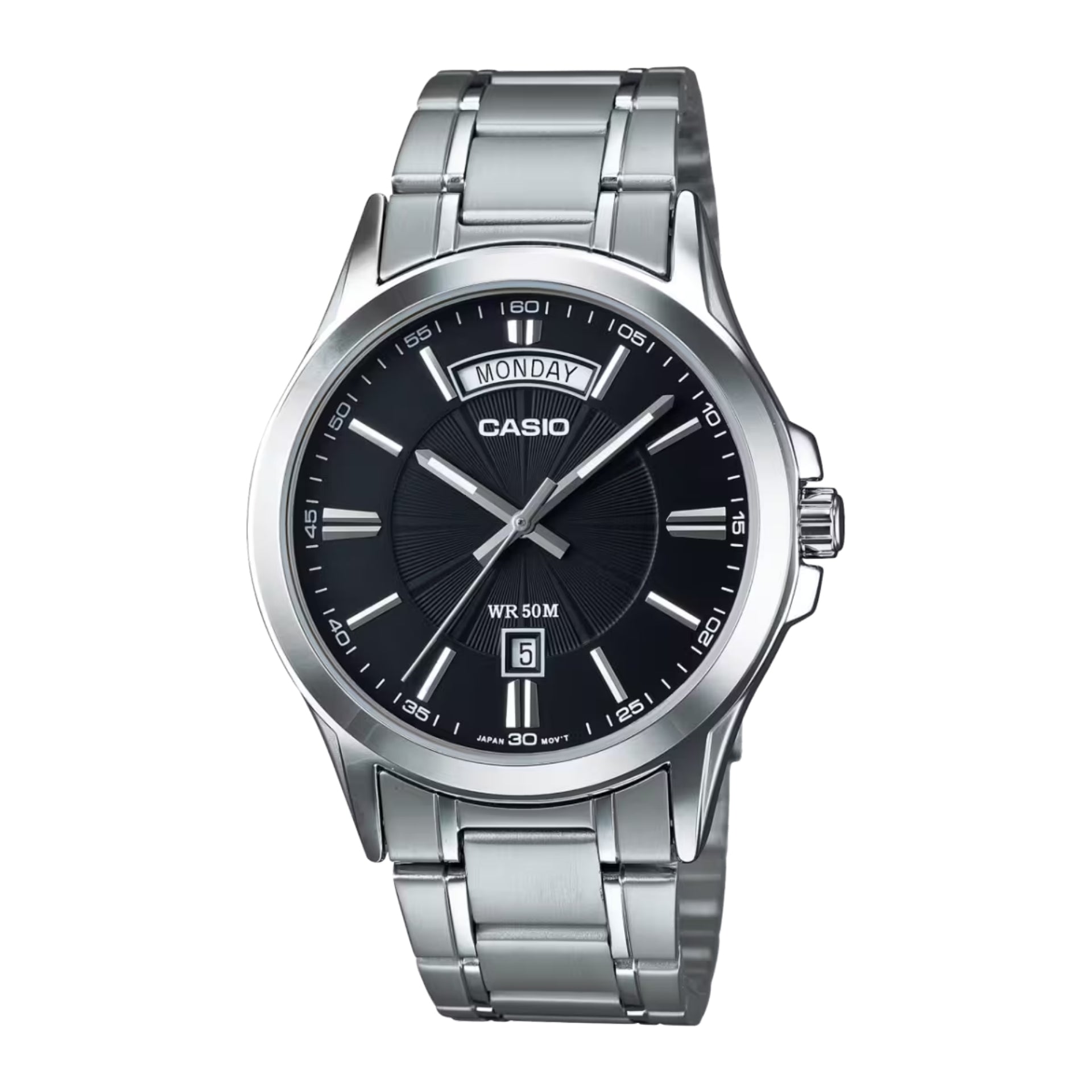Casio Men's Black Dial Analog Watch Stainless Steel Bracelet - MTP-1381D-1AVDF