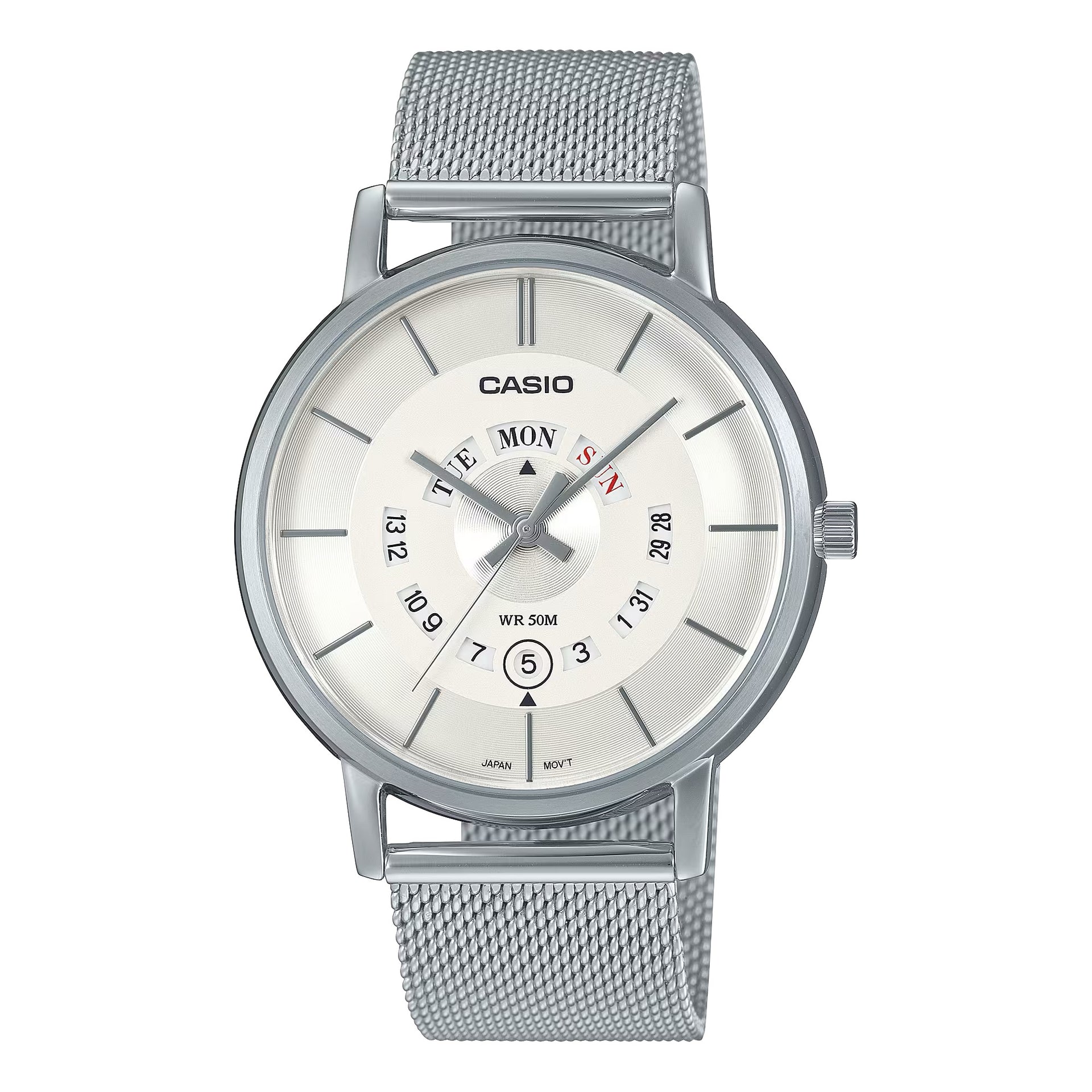 Casio MenÕs Silver Dial Mesh Bracelet Watch - MTP-B135M-7AVDF