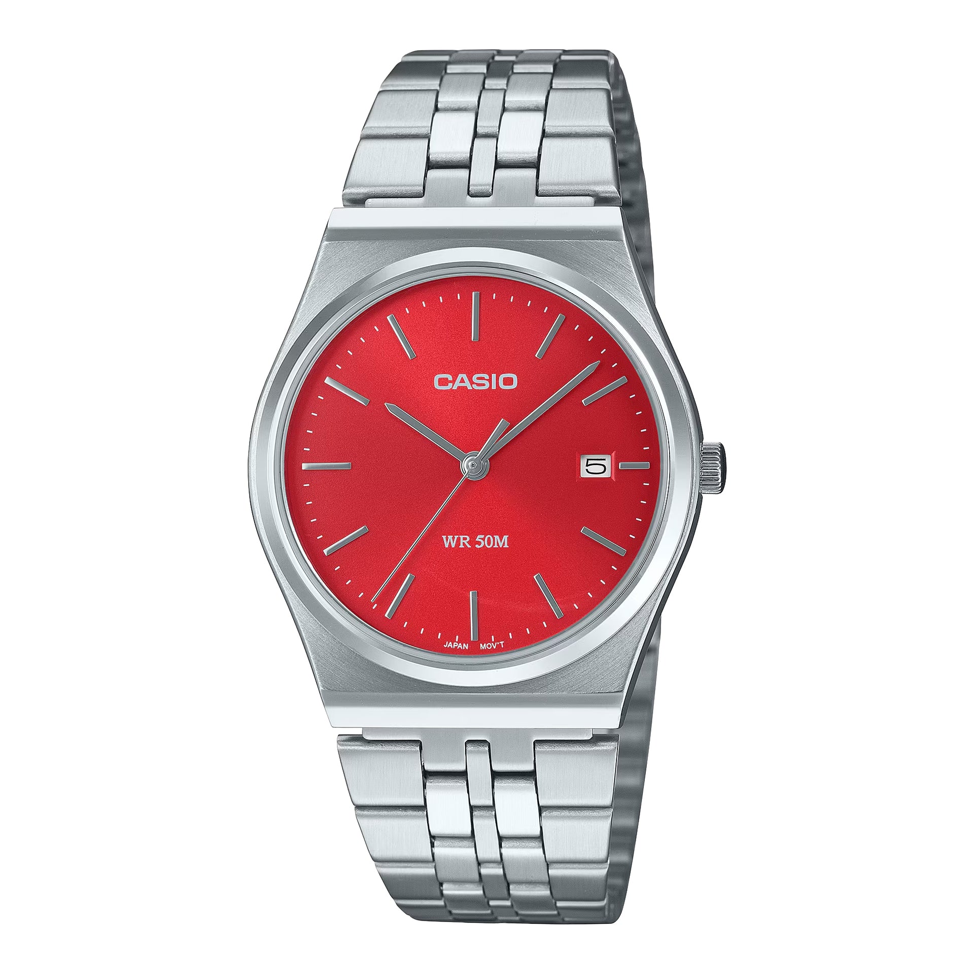 Casio MenÕs Stainless Steel Watch with Red Dial - MTP-B145D-4A2VDF