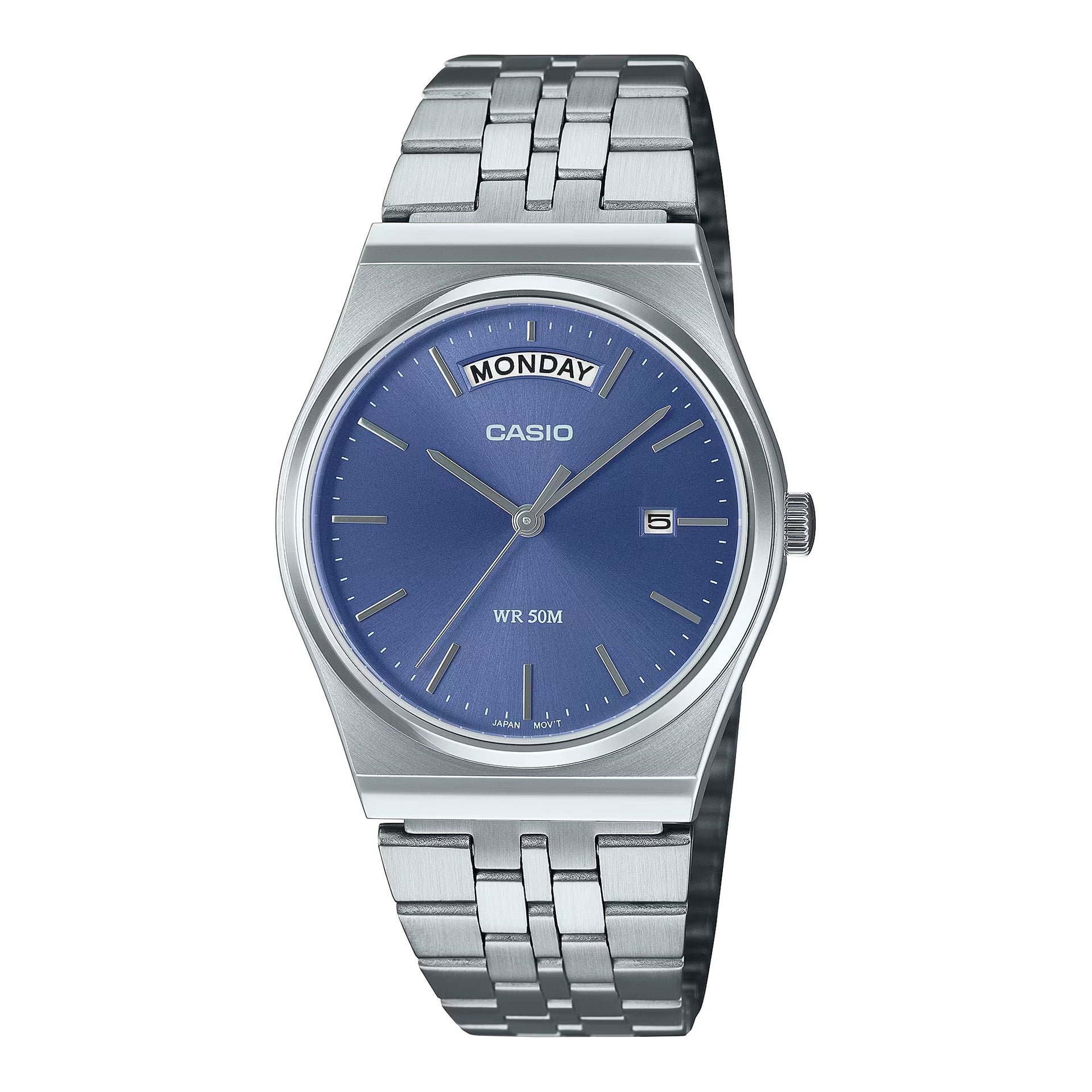 Casio MenÕs Stainless Steel Analog Watch Light Blue Dial - MTP-B146D-2AVDF