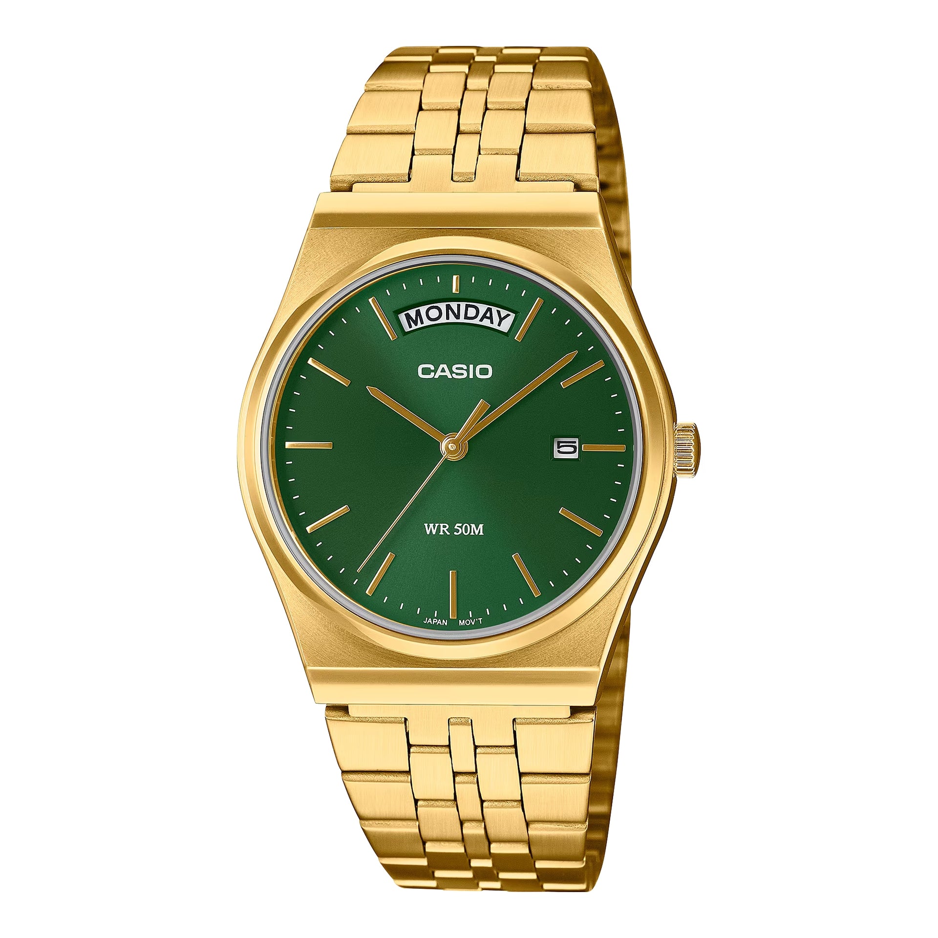 Casio MenÕs Gold Stainless Steel Watch with Green Dial - MTP-B146G-3AVDF