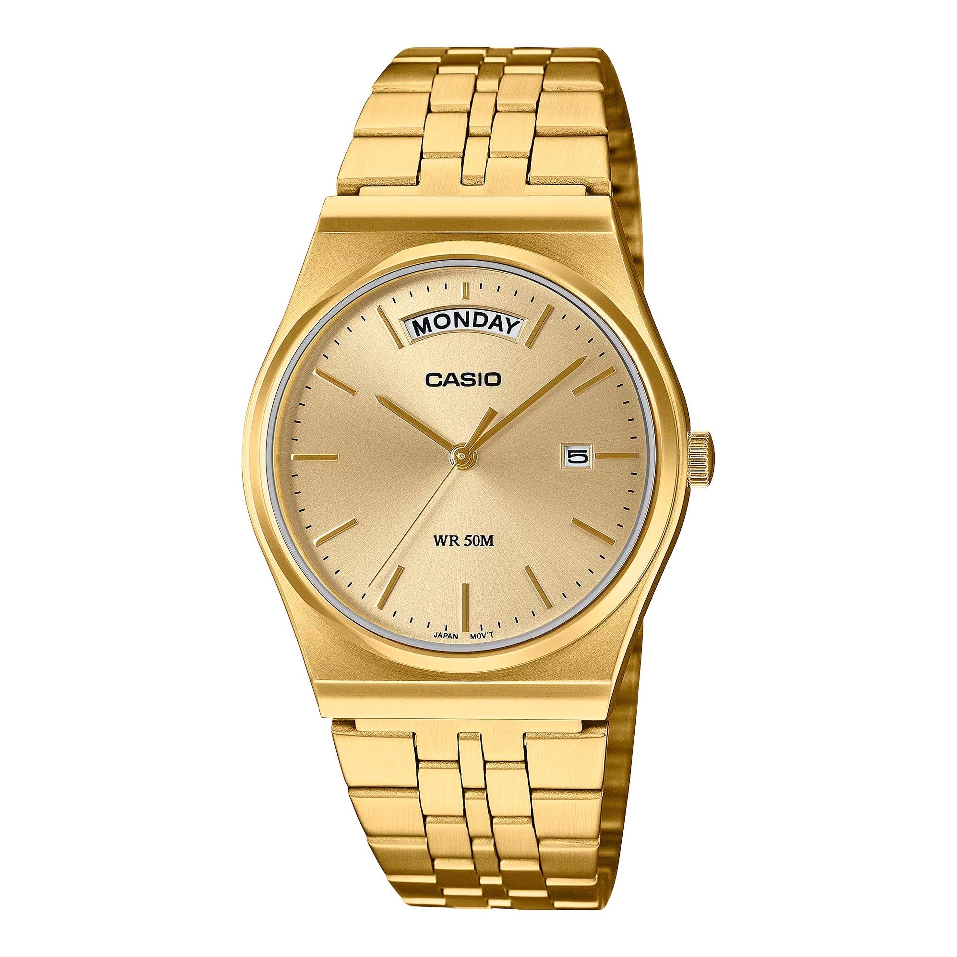 Casio MenÕs Gold-Tone Stainless Steel Watch Champagne Dial - MTP-B146G-9AVDF