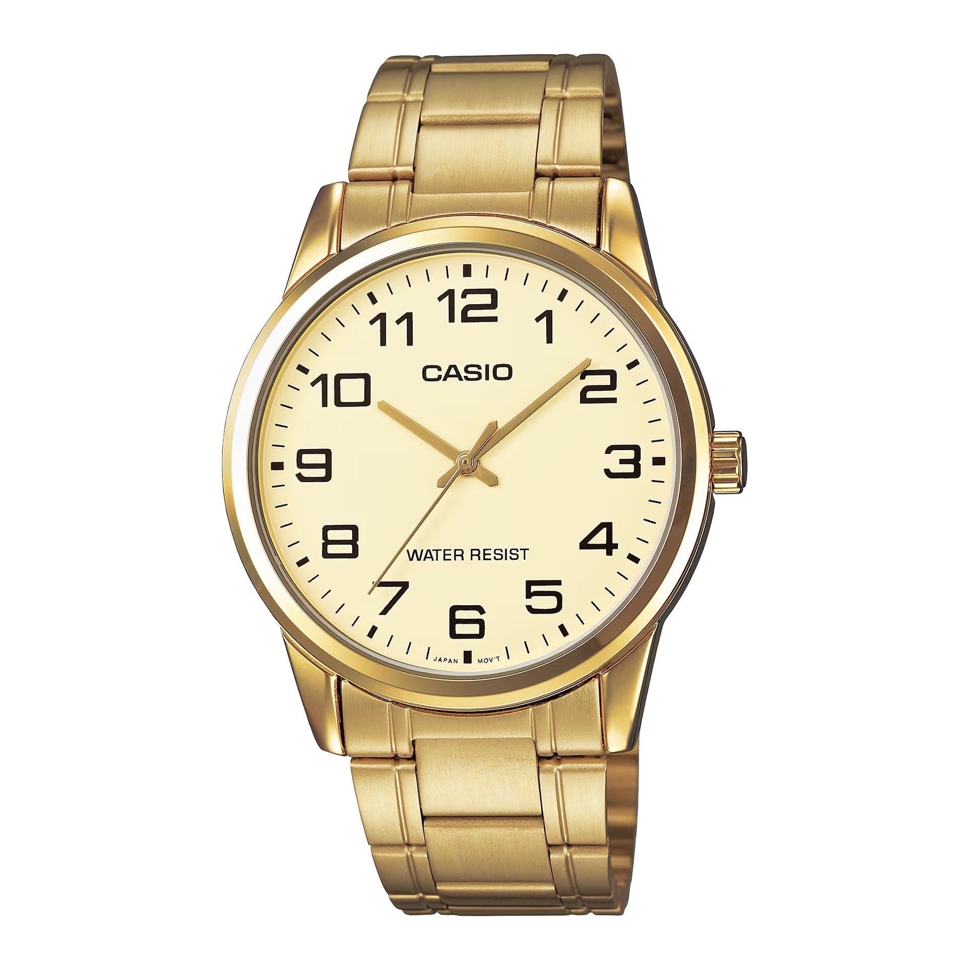 Casio MenÕs Champagne Dial Analog Watch with Gold Tone Bracelet - MTP-V001G-9B