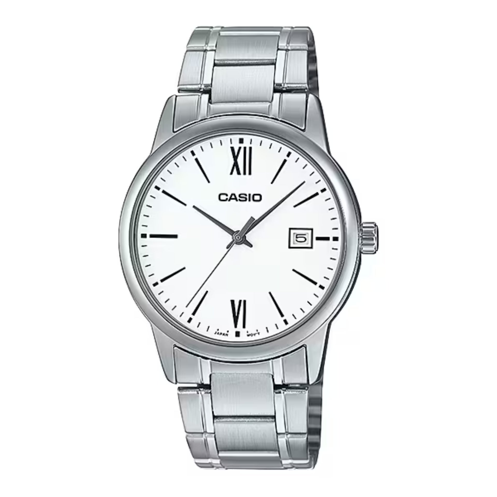 Casio Men’s Stainless Steel Analog Watch with White Dial and Date - MTP-V002D-7B3