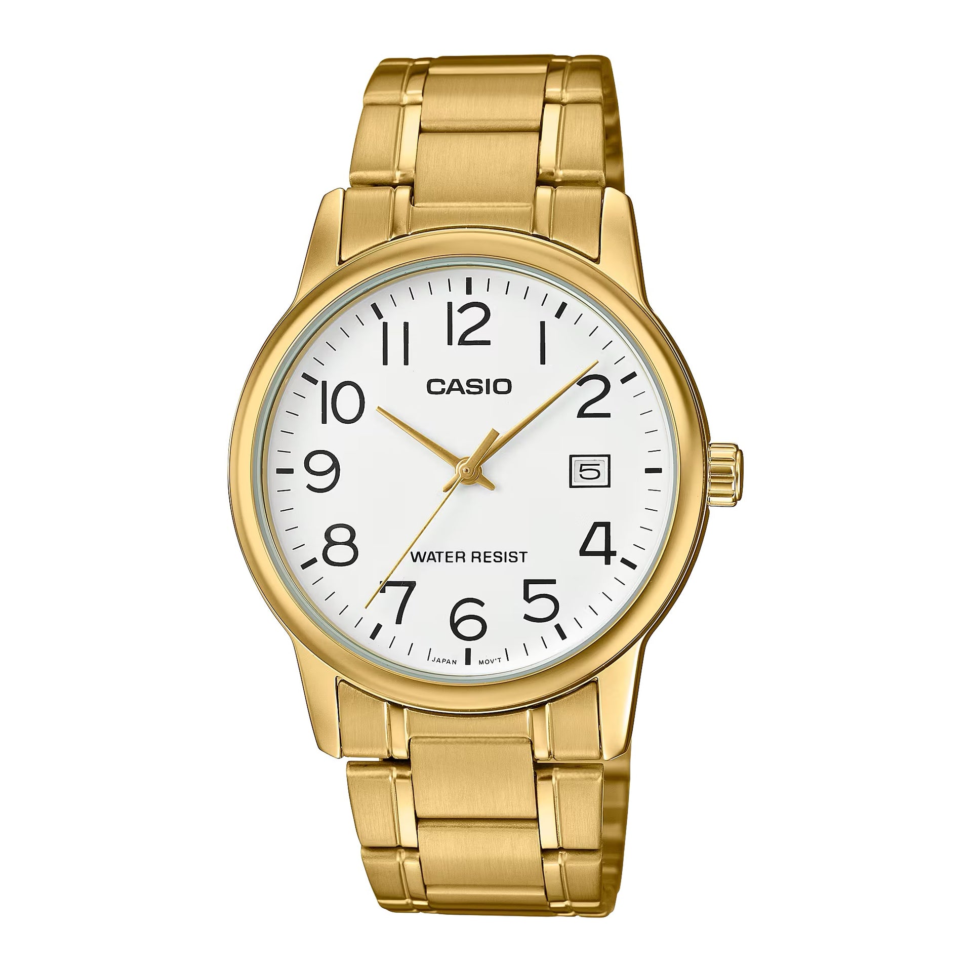 Casio MenÕs Gold Stainless Steel Watch with White Dial - MTP-V002G-7B2UDF
