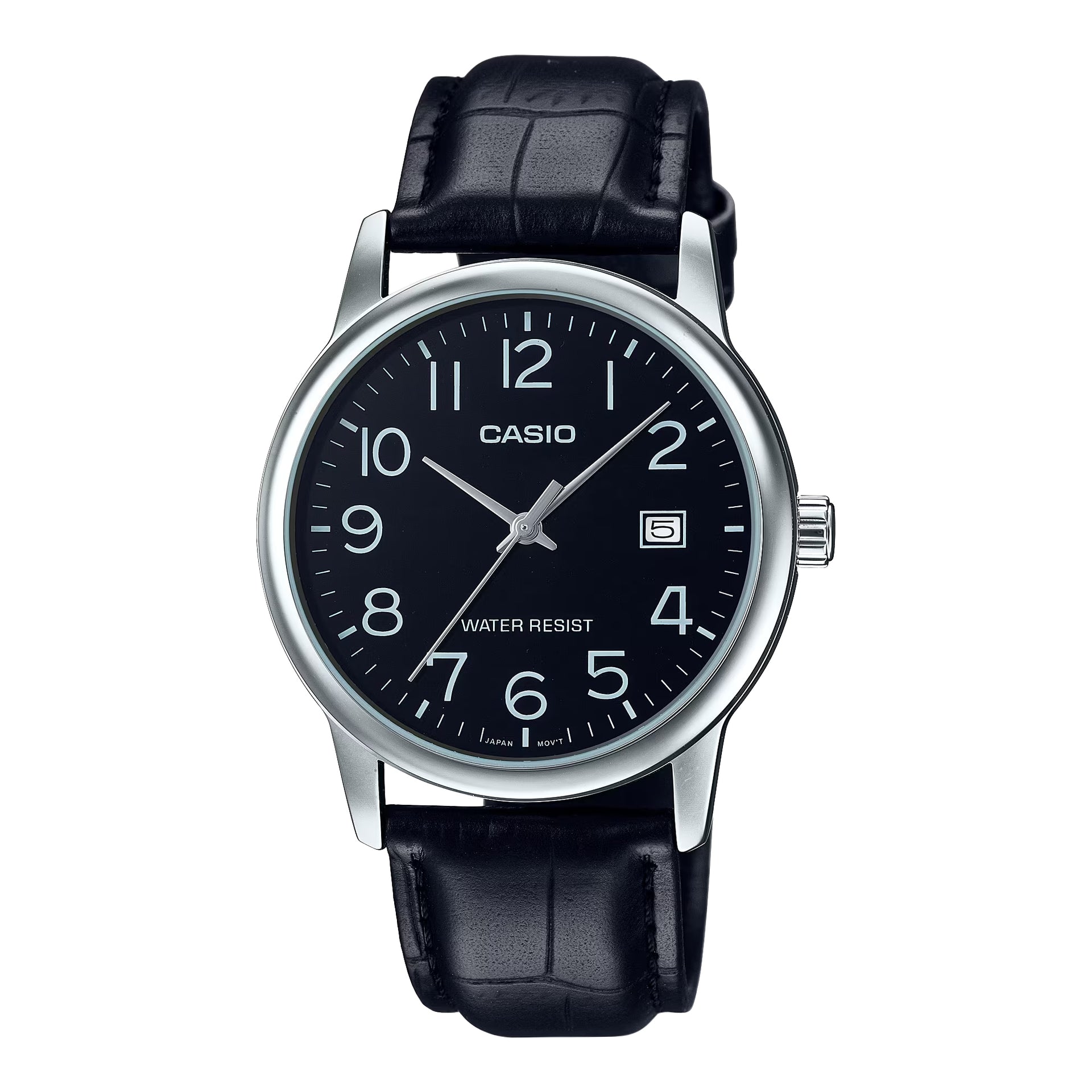 Casio MenÕs Classic Black Dial Analog Watch with Leather Strap - MTP-V002L-1BUDF
