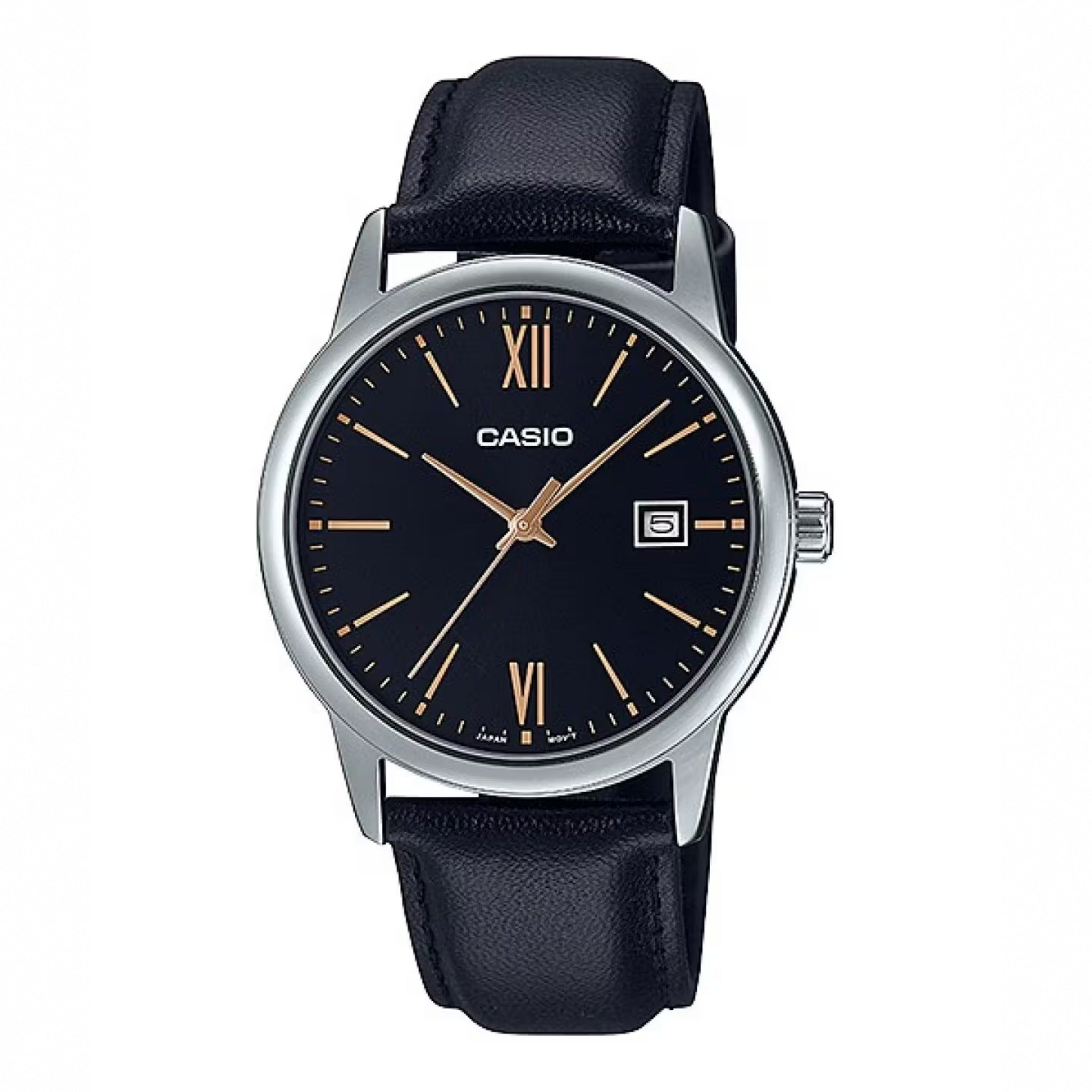 Casio MenÕs Black Analog Watch with Black Dial - MTP-V002L-1B3UDF