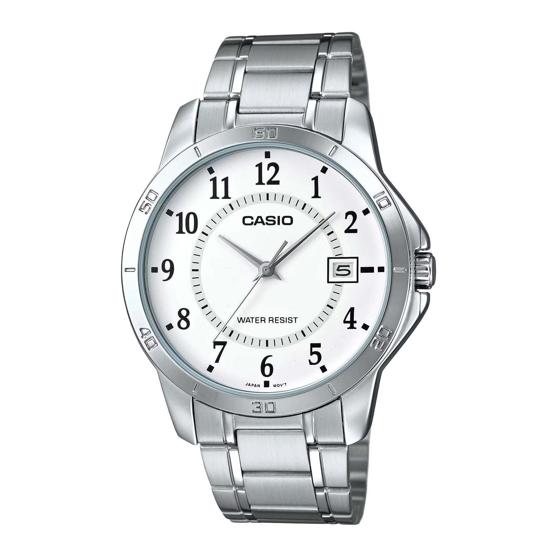 Casio MenÕs Silver Watch with White Dial - MTP-V004D-7BUDF