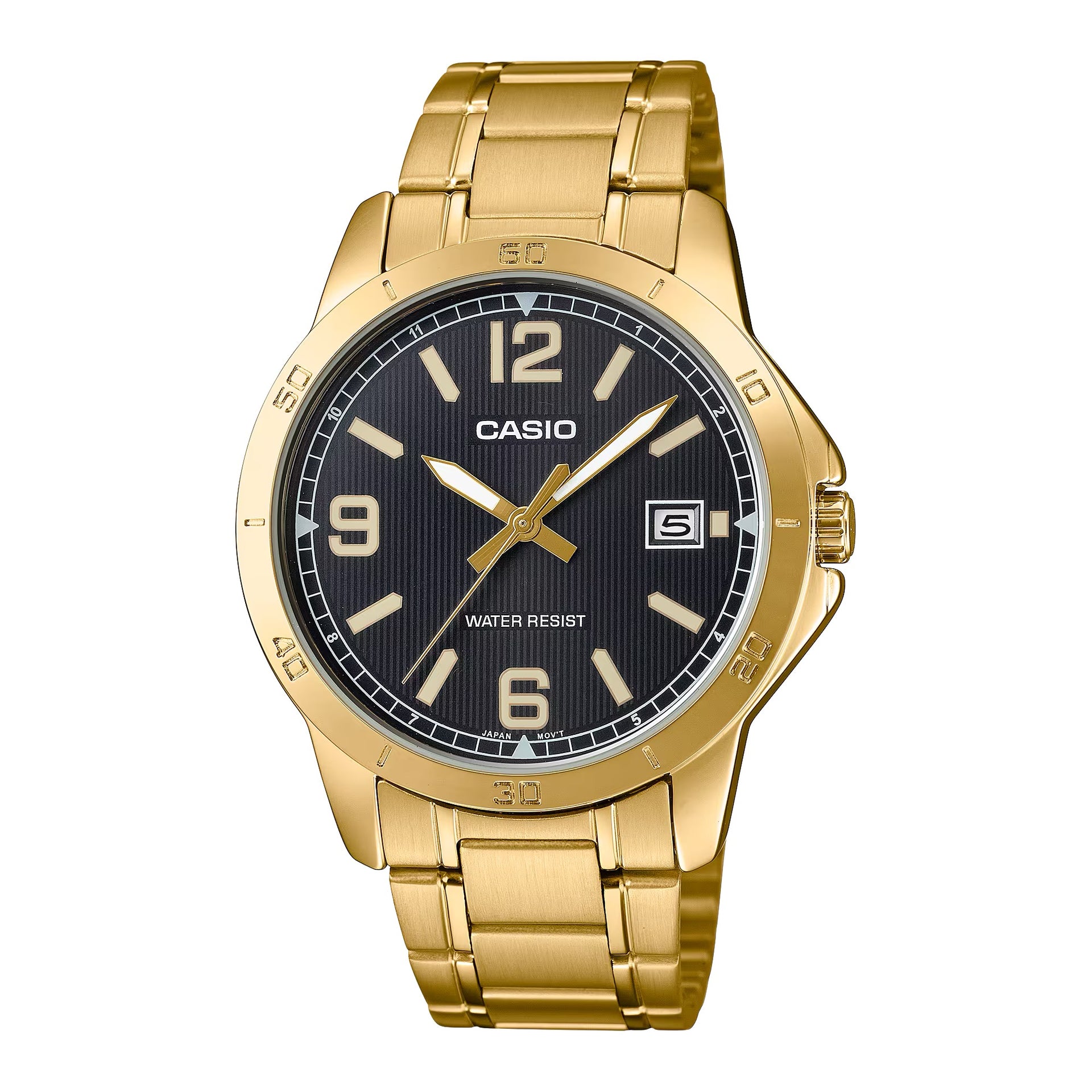 Casio MenÕs Gold Stainless Steel Watch with Black Dial - MTP-V004G-1BUDF