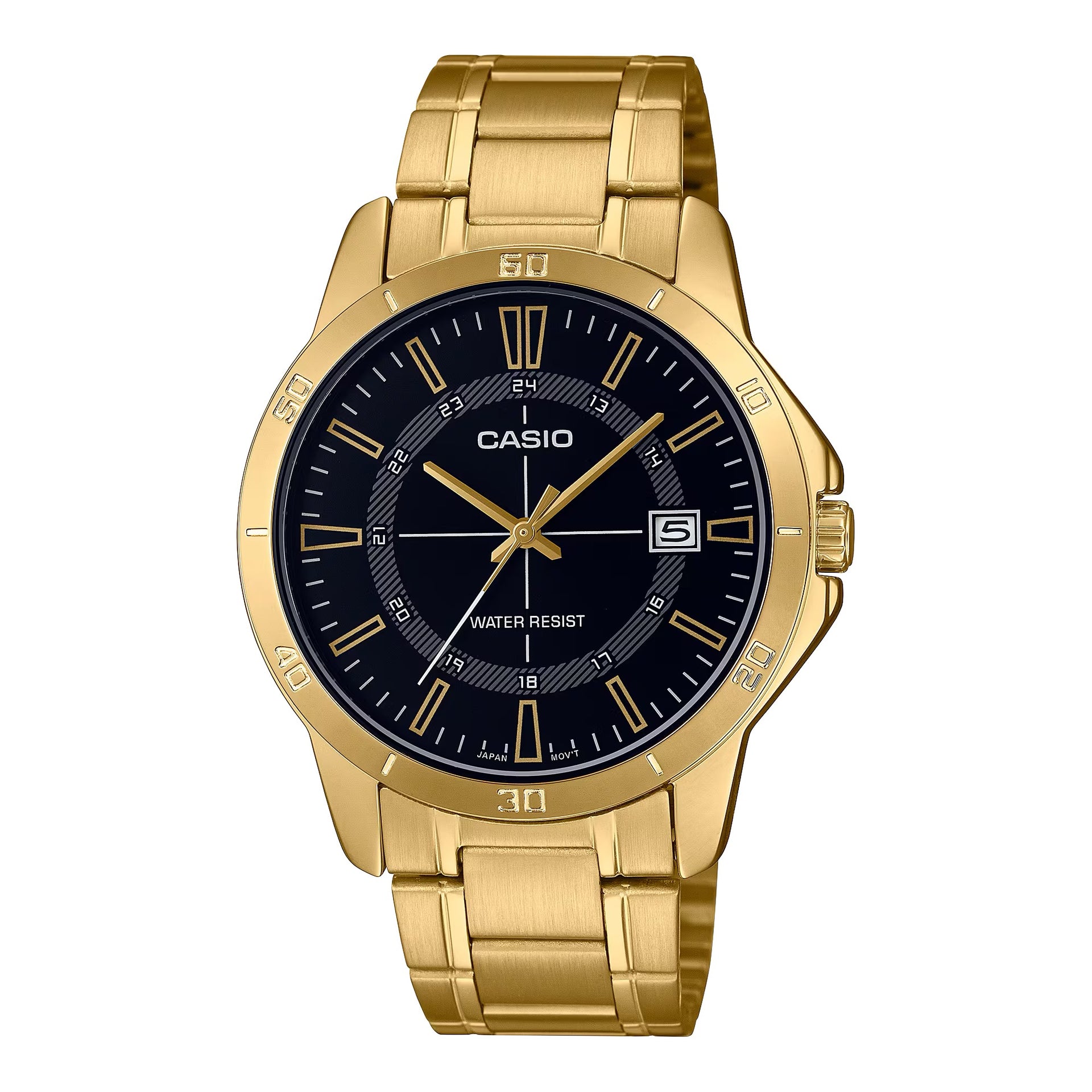 Casio MenÕs Gold Stainless Steel Watch with Black Dial - MTP-V004G-1CUDF