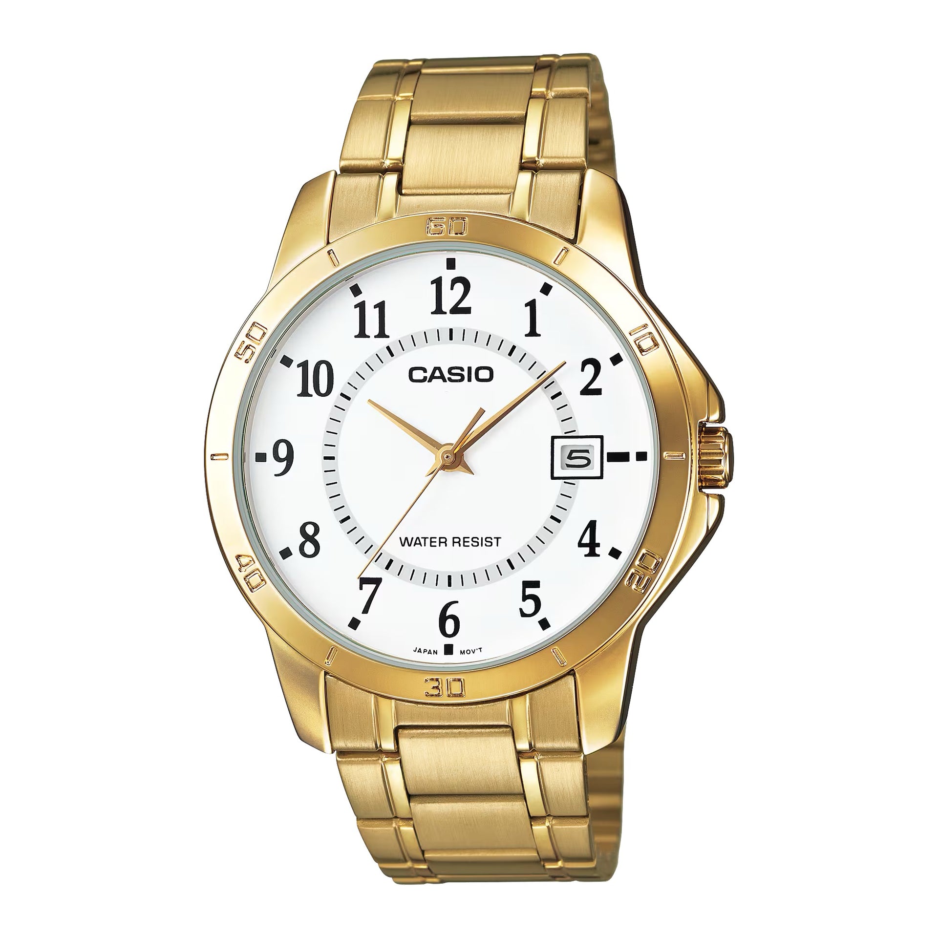 Casio MenÕs Gold Analog Watch with White Dial - MTP-V004G-7B