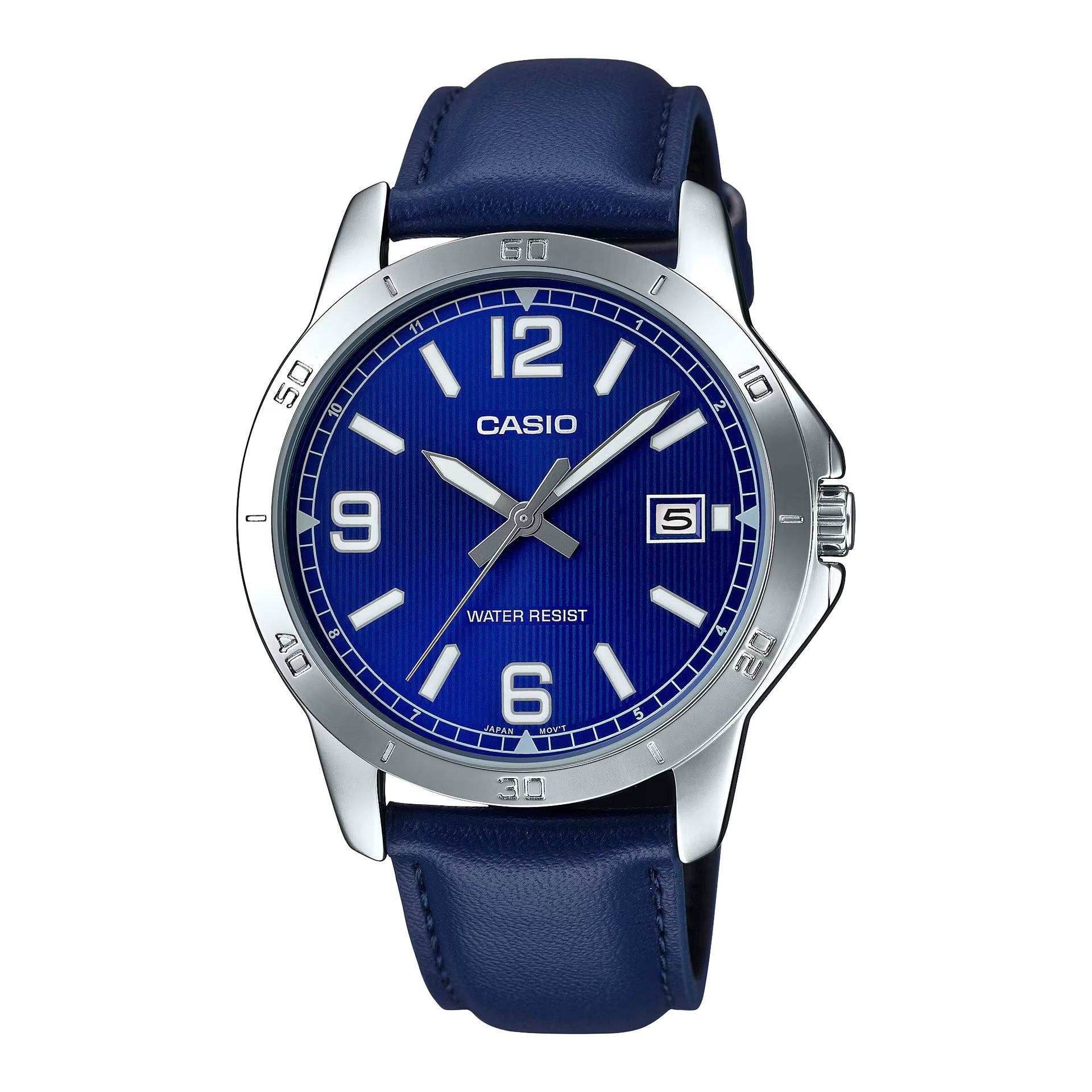 Casio MenÕs Blue Leather Watch with Blue Dial - MTP-V004L-2BUDF