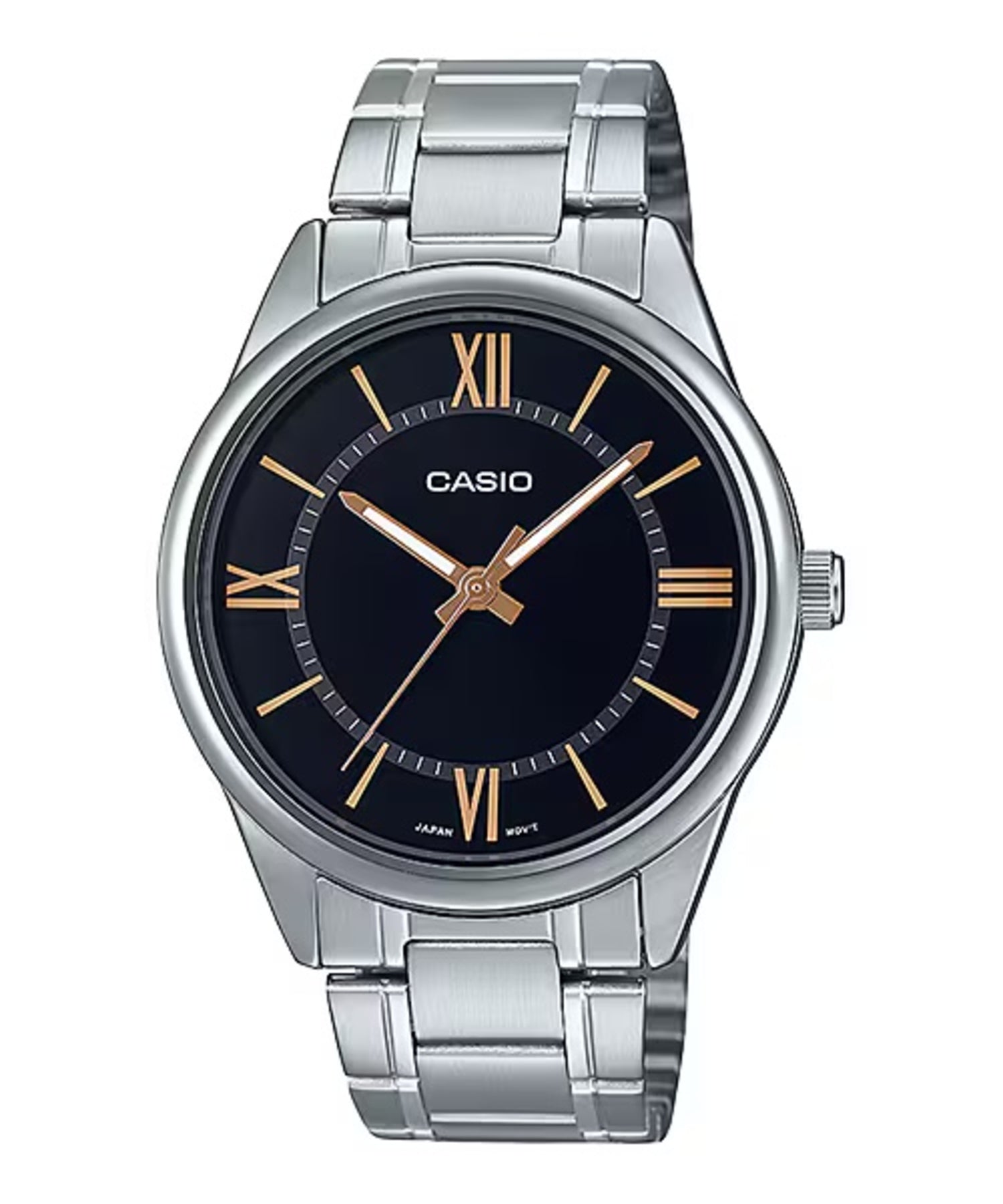 Casio MenÕs Silver Stainless Steel Watch with Black Dial - MTP-V005D-1B5UDF