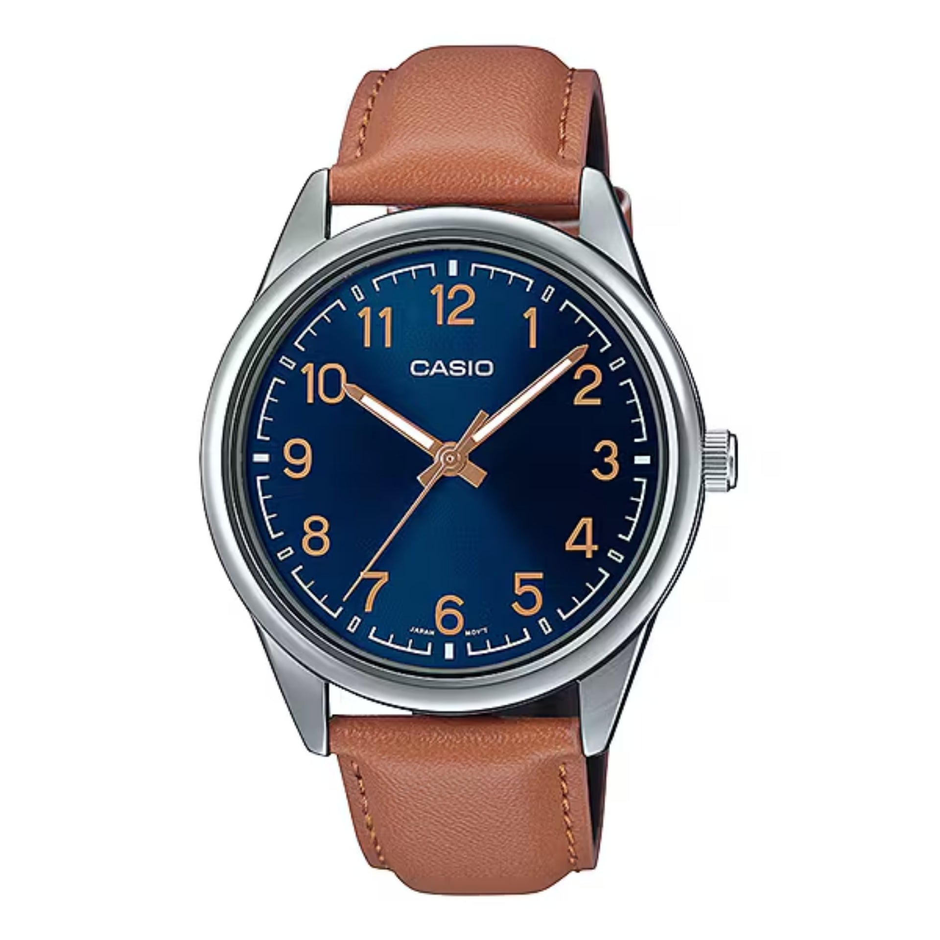 Casio MenÕs Analog Watch with Blue Dial and Leather Strap - MTP-V005L-2B4UDF
