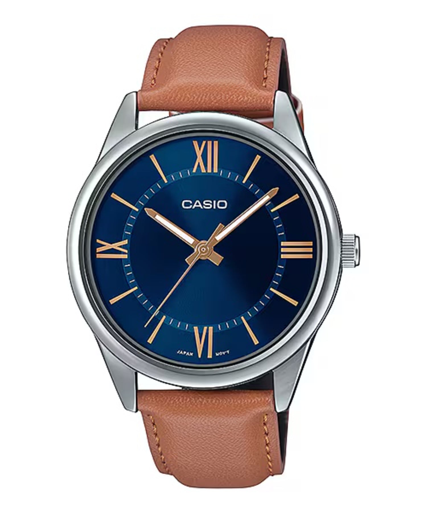 Casio MenÕs Brown Leather Watch with Blue Dial - MTP-V005L-2B5UDF