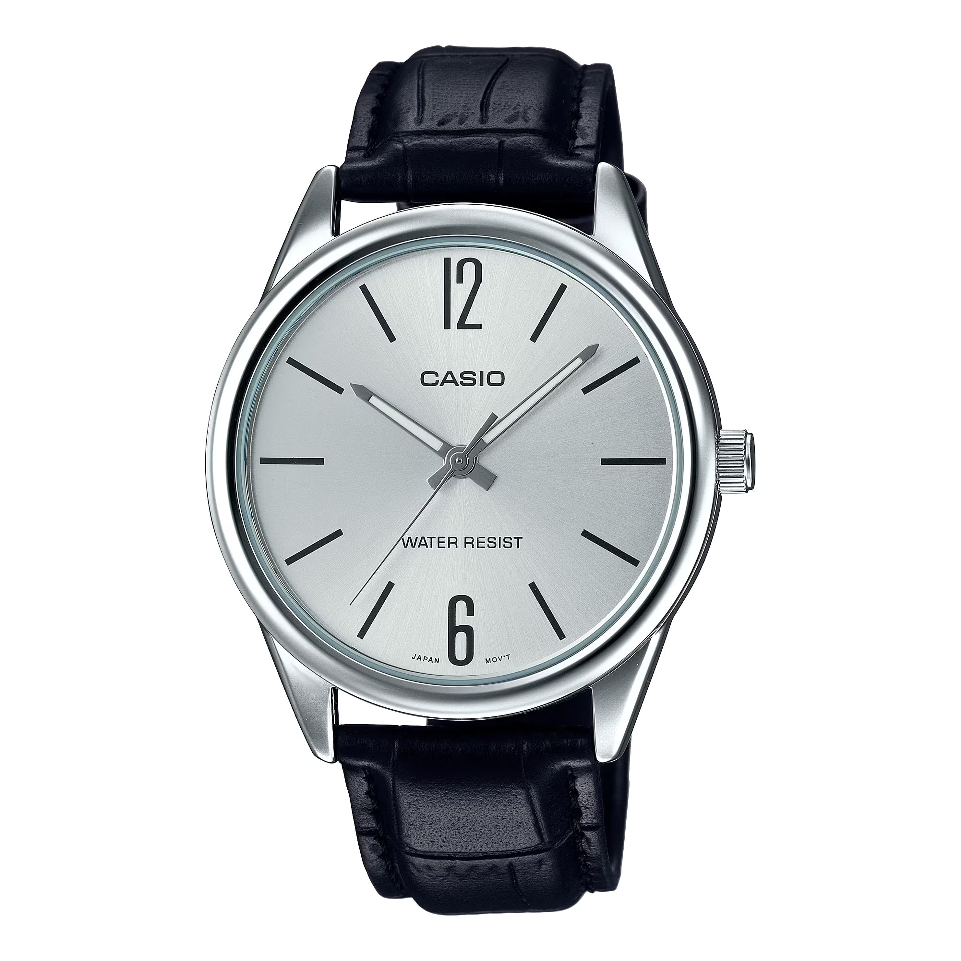 Casio MenÕs Classic Silver Dial Analog Watch with Leather Strap - MTP-V005L-7BUDF