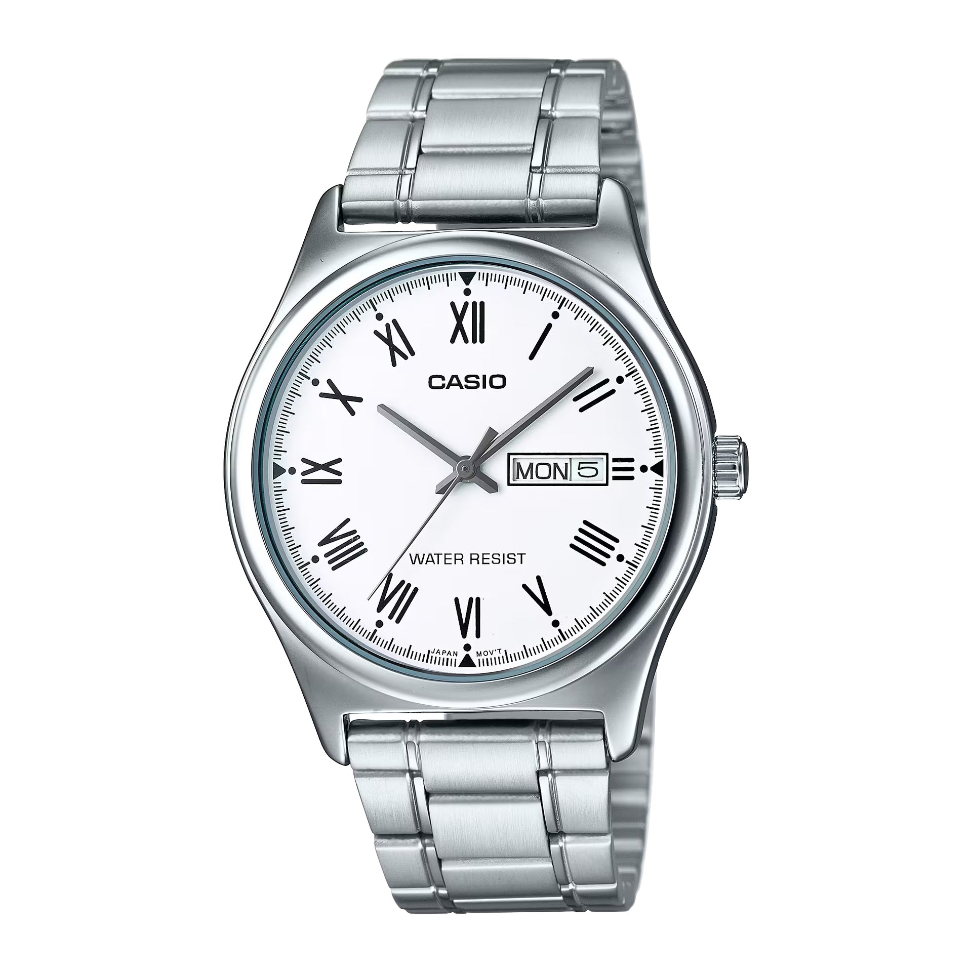 Casio MenÕs White Roman Dial Day Date Analog Watch - MTP-V006D-7BUDF