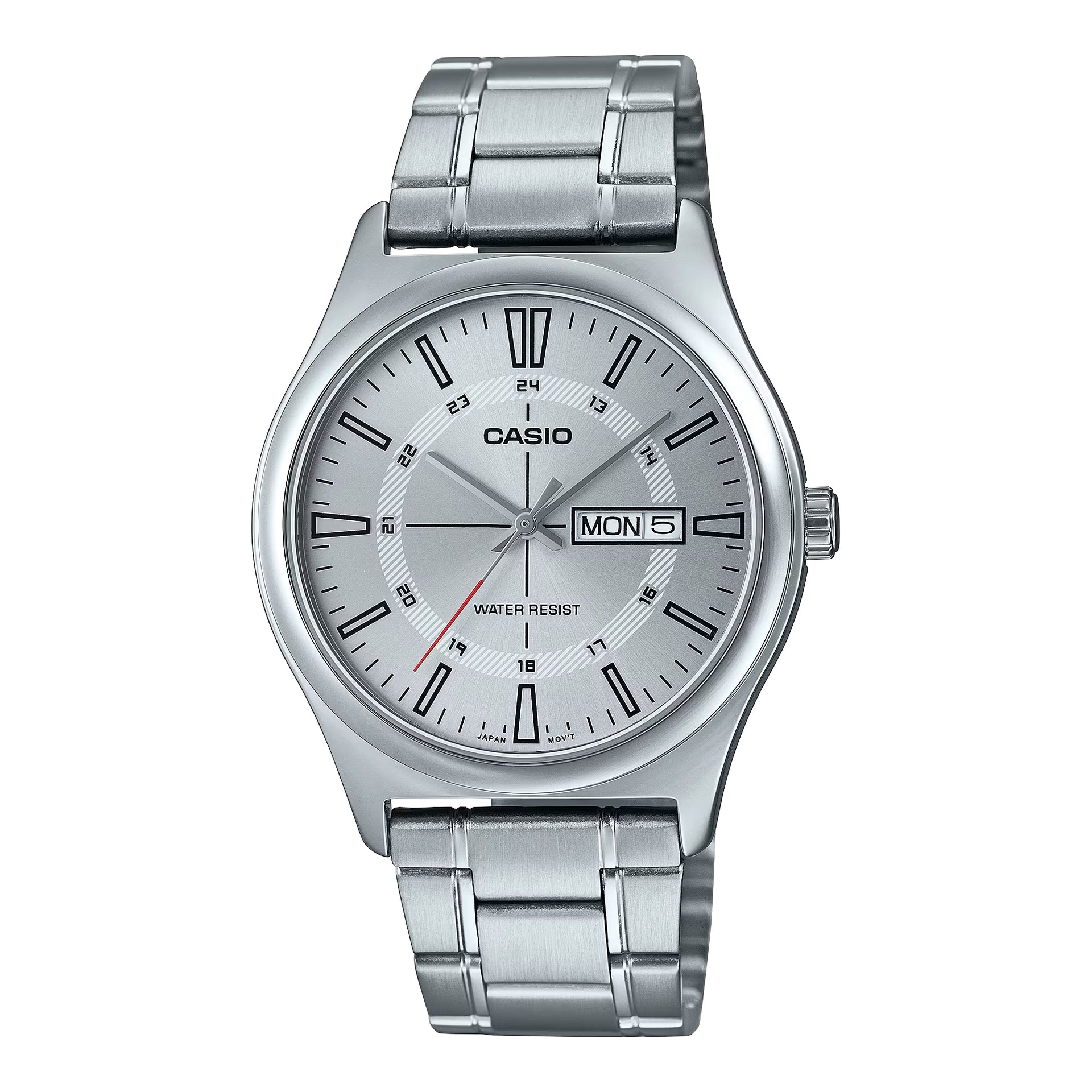 Casio MenÕs Silver Dial Day Date Analog Watch with Bracelet - MTP-V006D-7CUDF