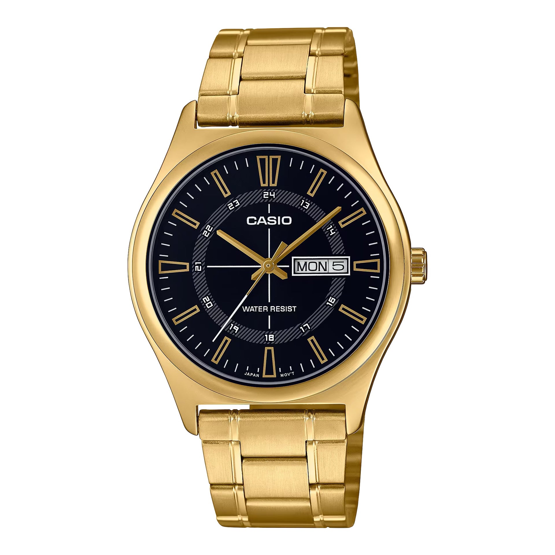 Casio MenÕs Gold-Tone Stainless Steel Black Dial Analog Watch - MTP-V006G-1CUDF