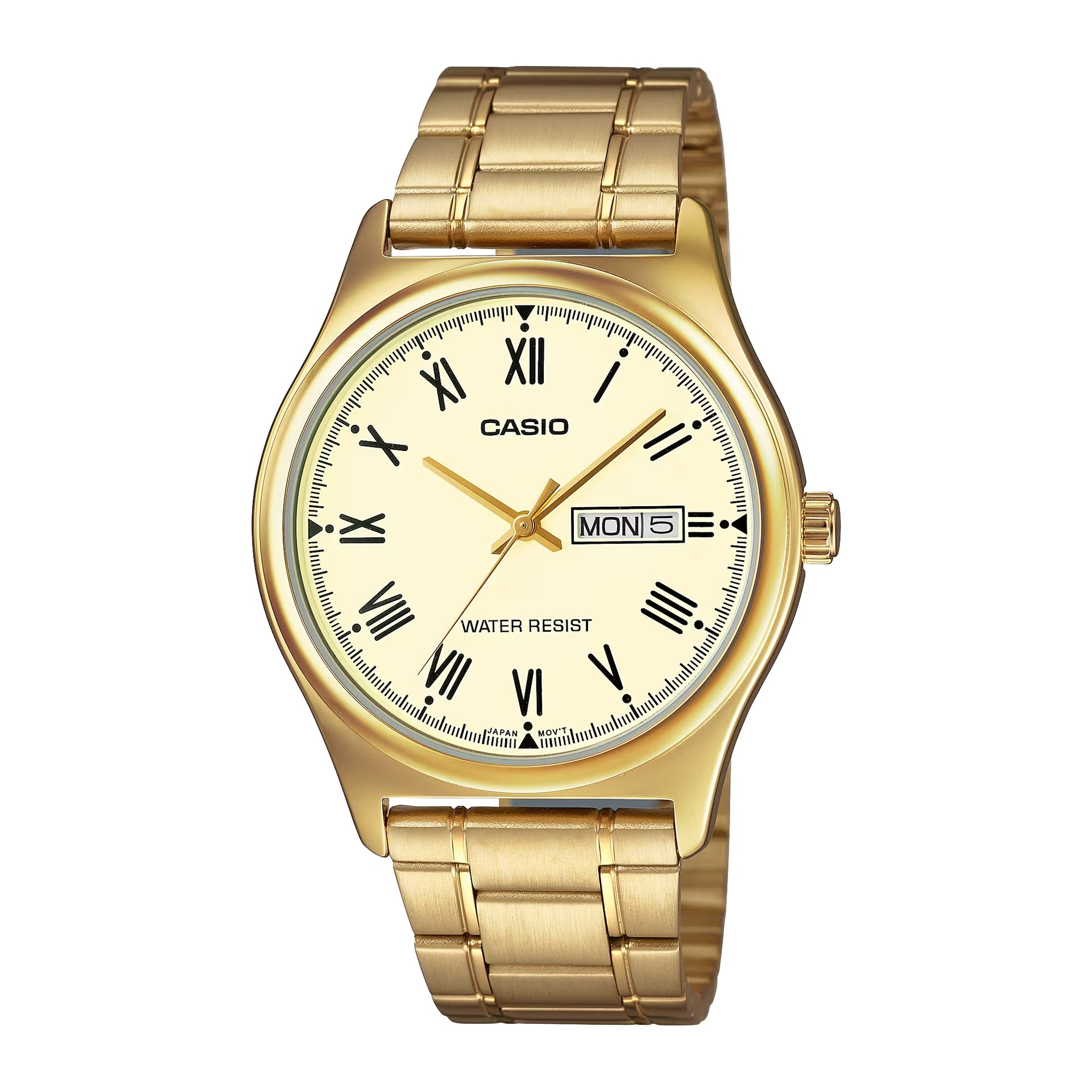 Casio MenÕs Gold Analog Watch Roman Dial Steel Bracelet - MTP-V006G-9BUDF
