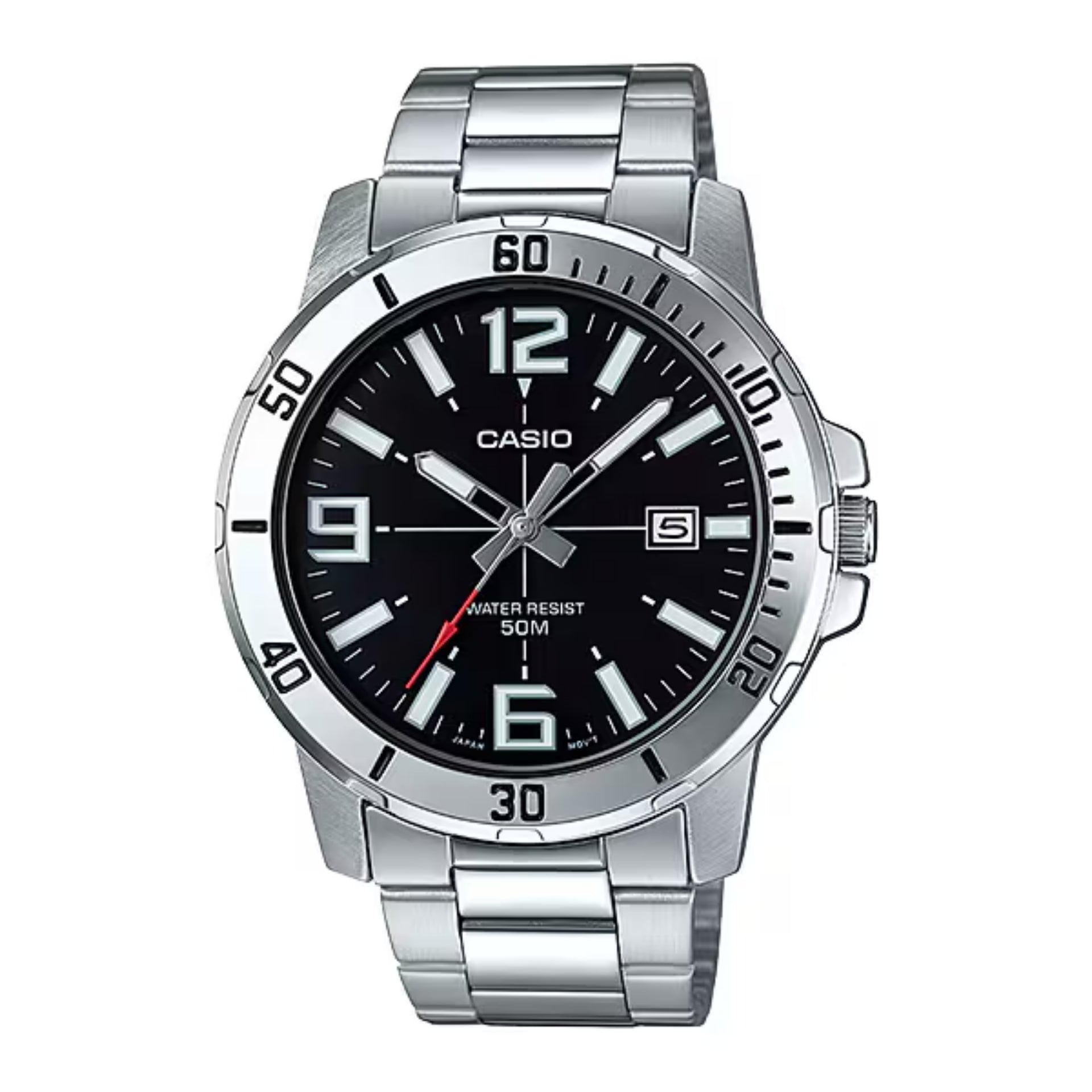 Casio MenÕs Black Dial Analog Watch Steel Bracelet - MTP-VD01D-1BVUDF